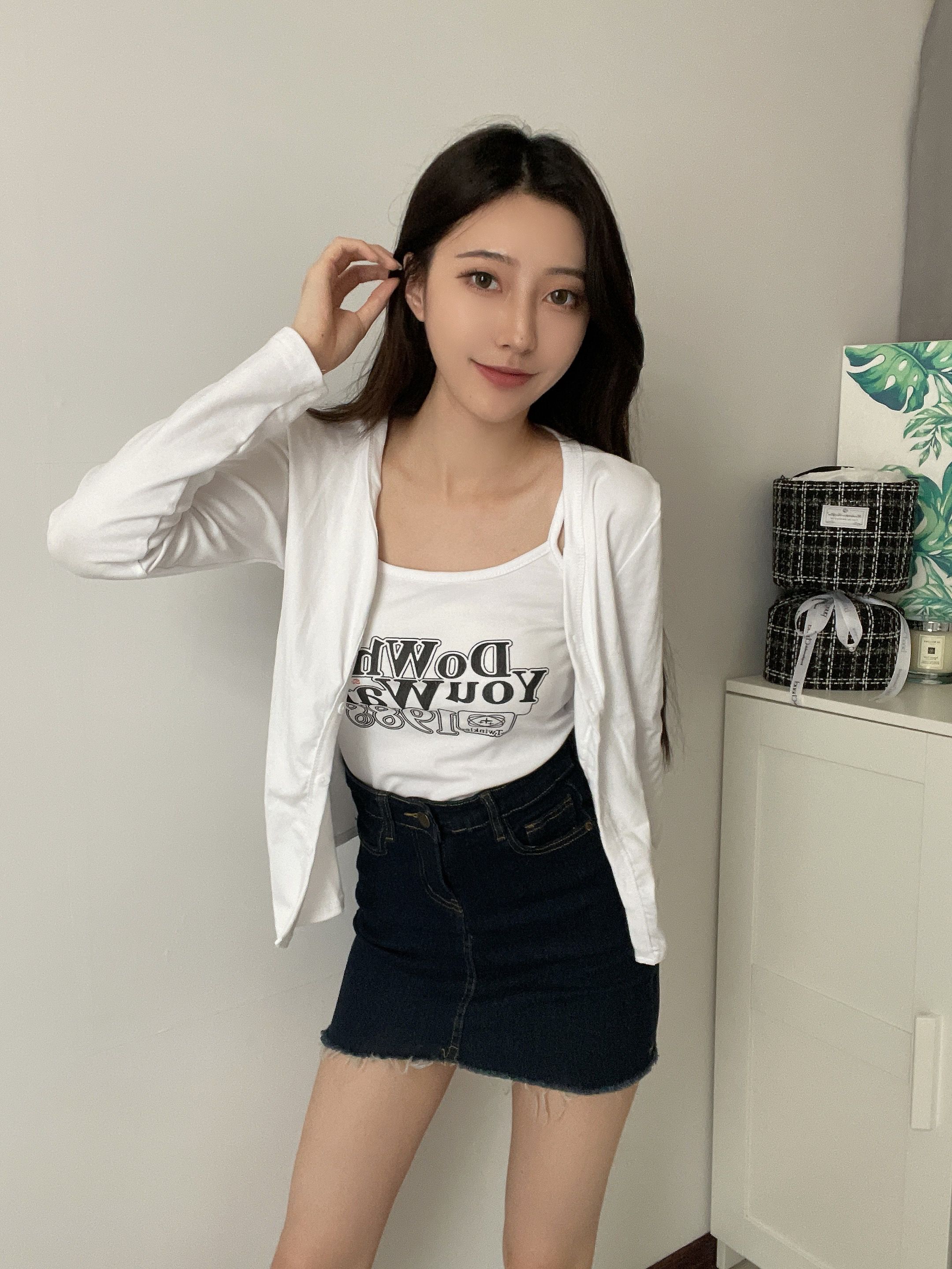 美式復古肩帶罩衫兩件組