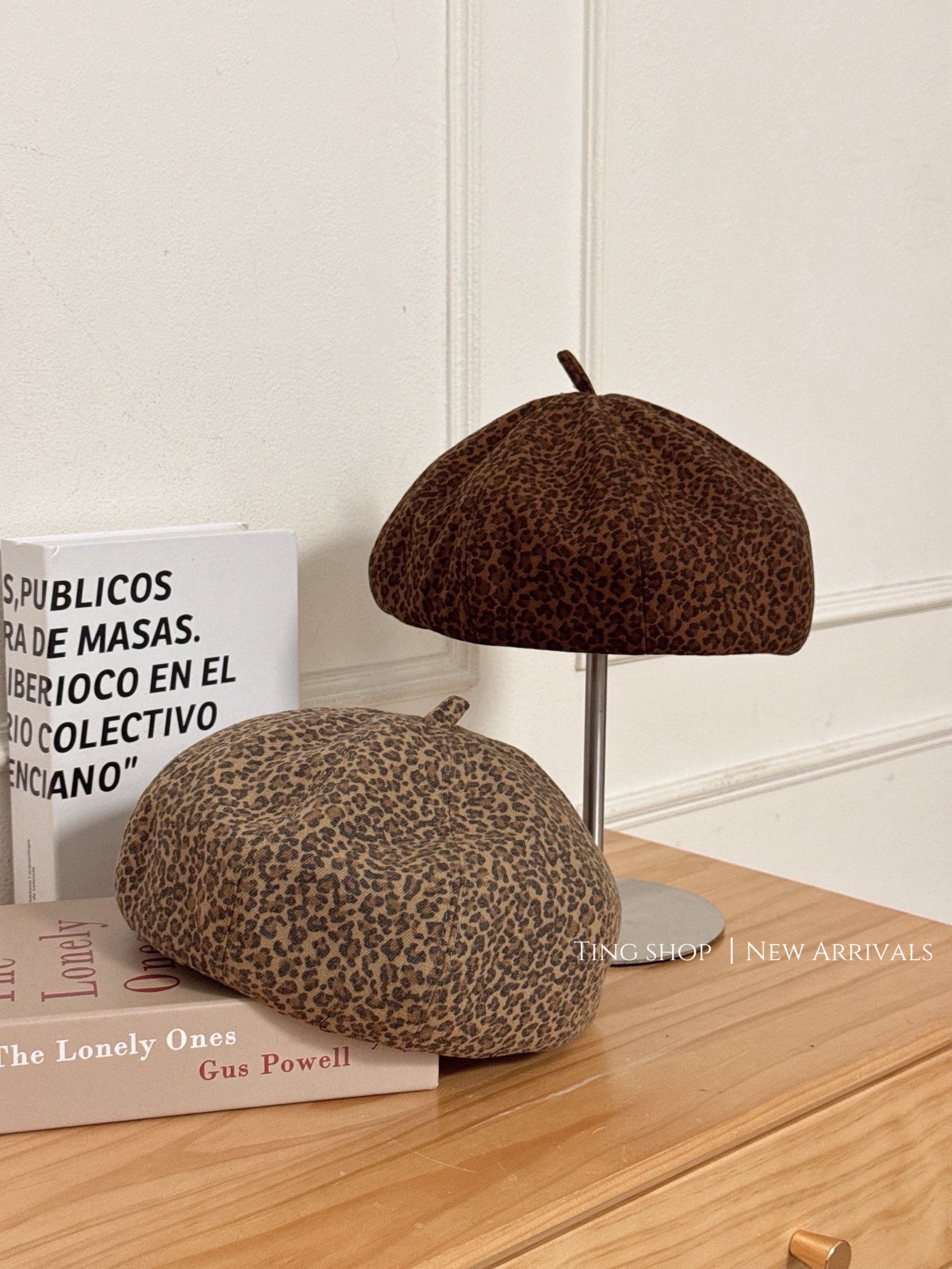 出清現貨-豹紋貝雷帽