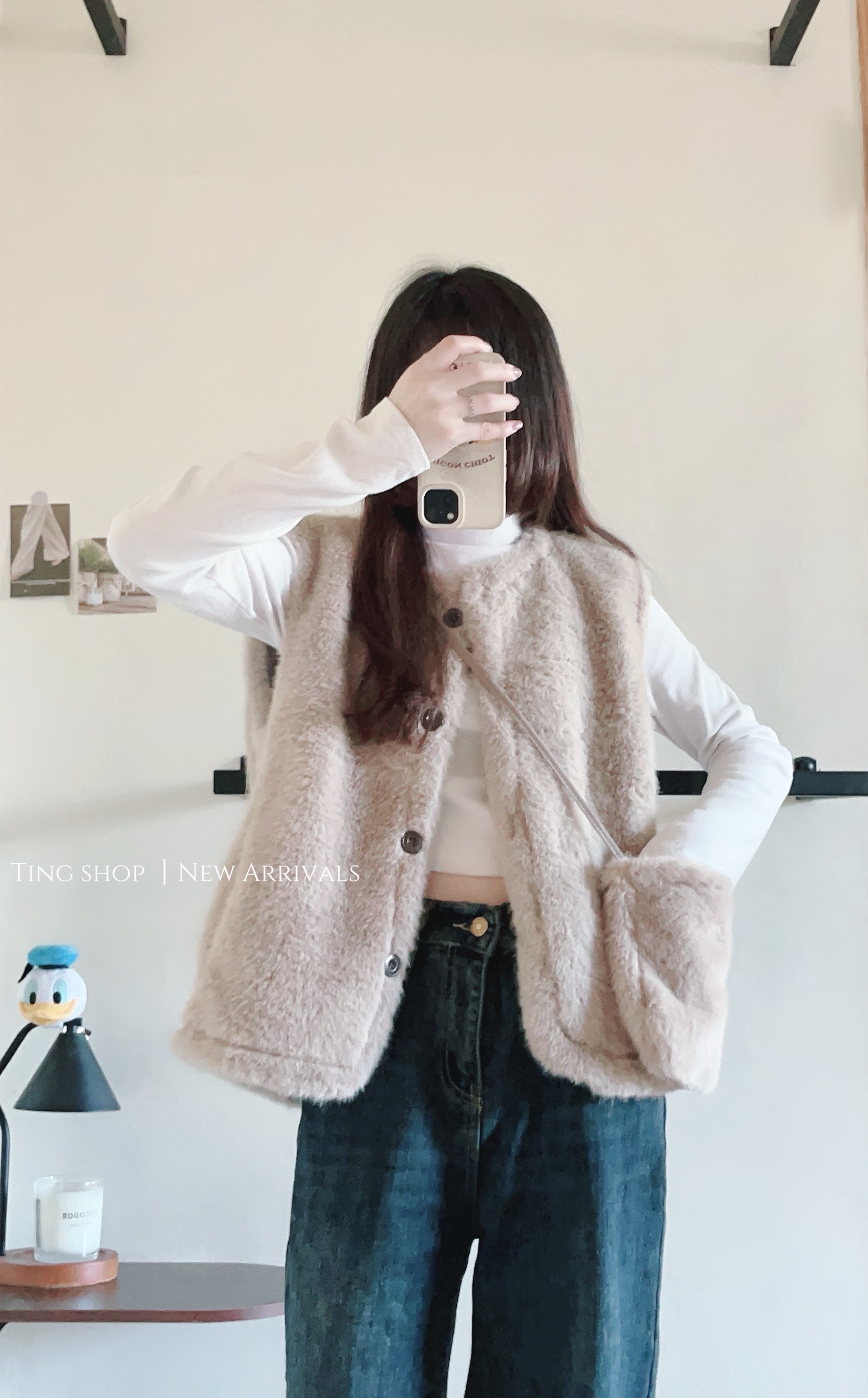 現貨-水貂毛排扣背心（附小包）