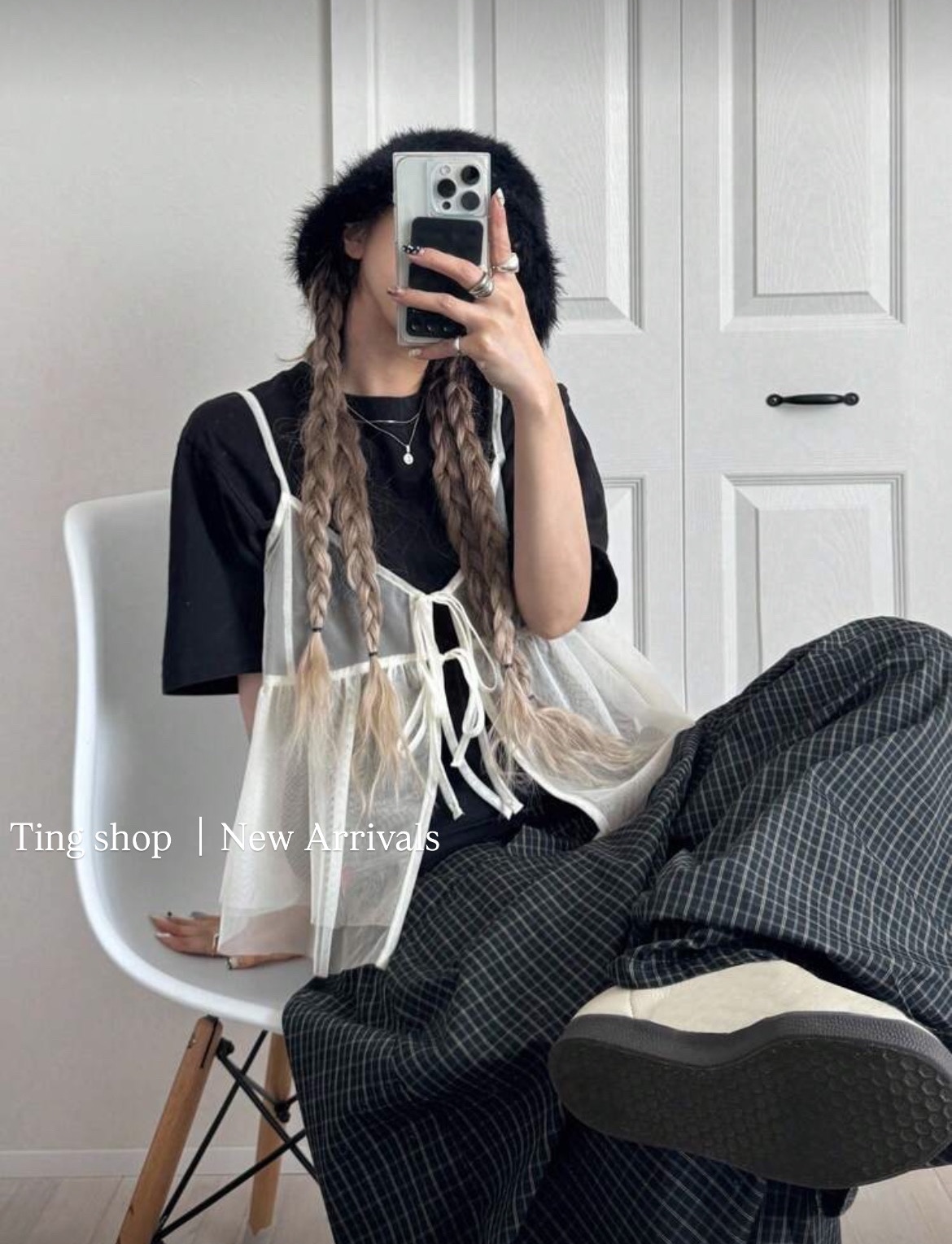 透膚網紗綁帶背心