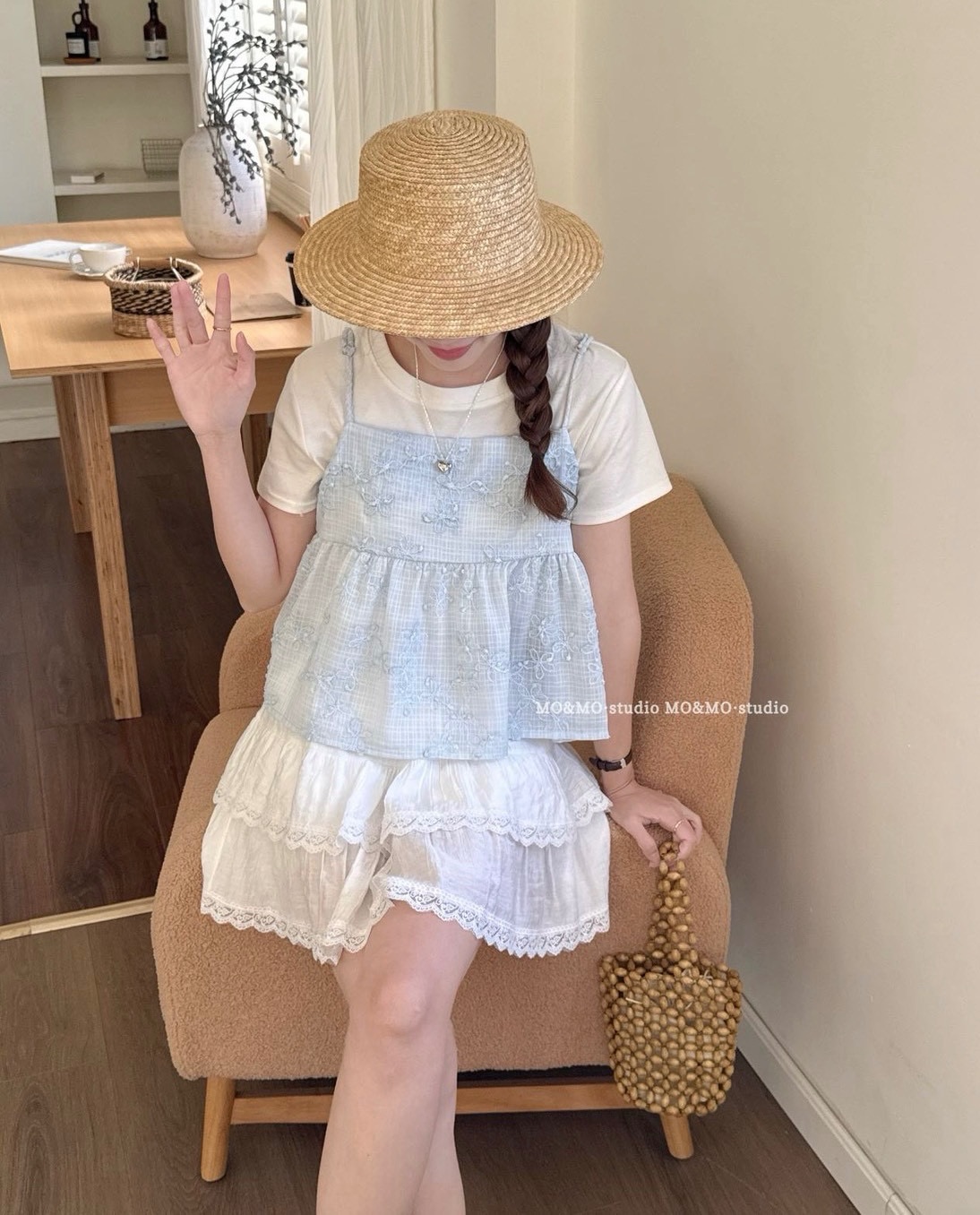 正反兩穿小花刺繡背心