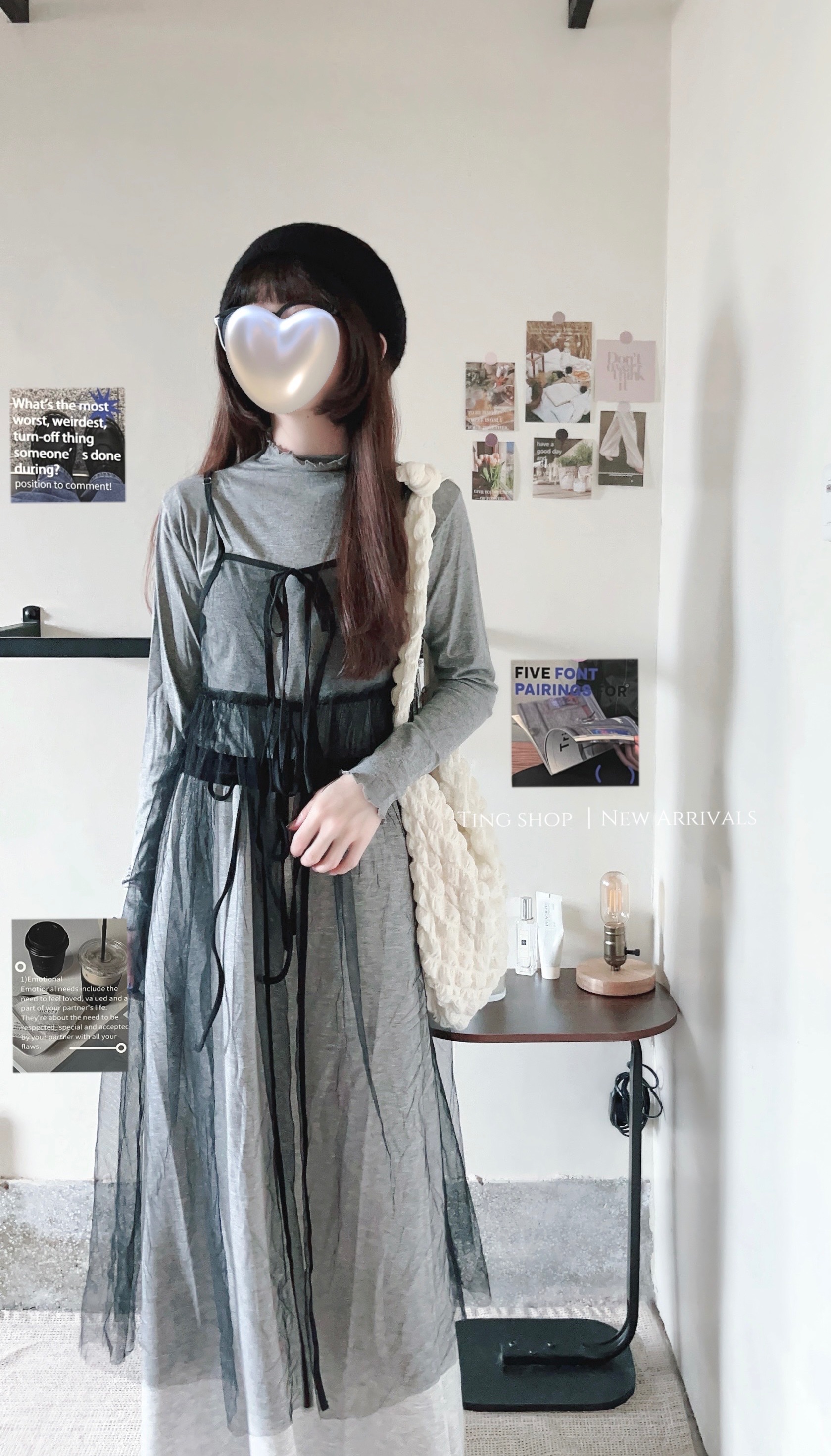 現貨-抽腰撞色空氣棉長裙