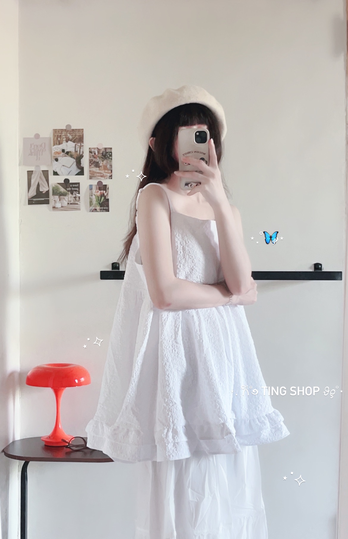 ❀ 小花壓紋木耳邊下擺短洋