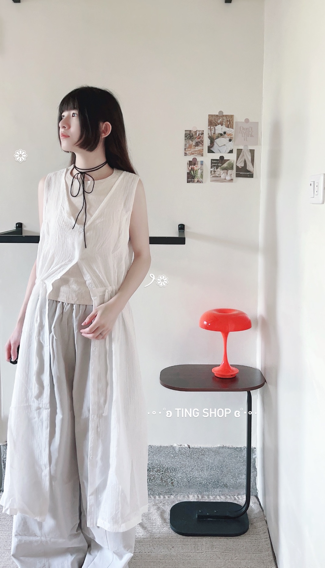 現貨 排扣抽腰長版罩衫