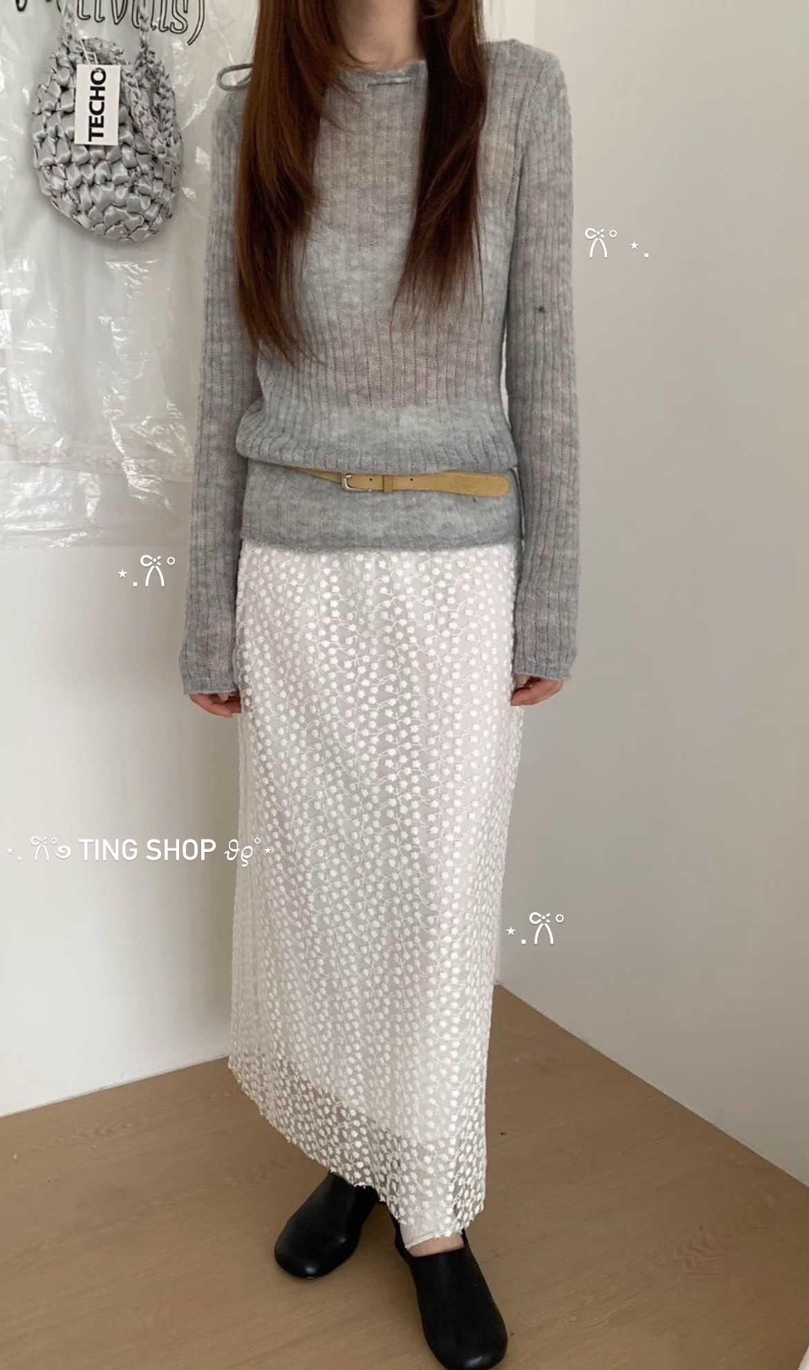 ⋆.𐙚 ̊網紗小花刺繡長裙