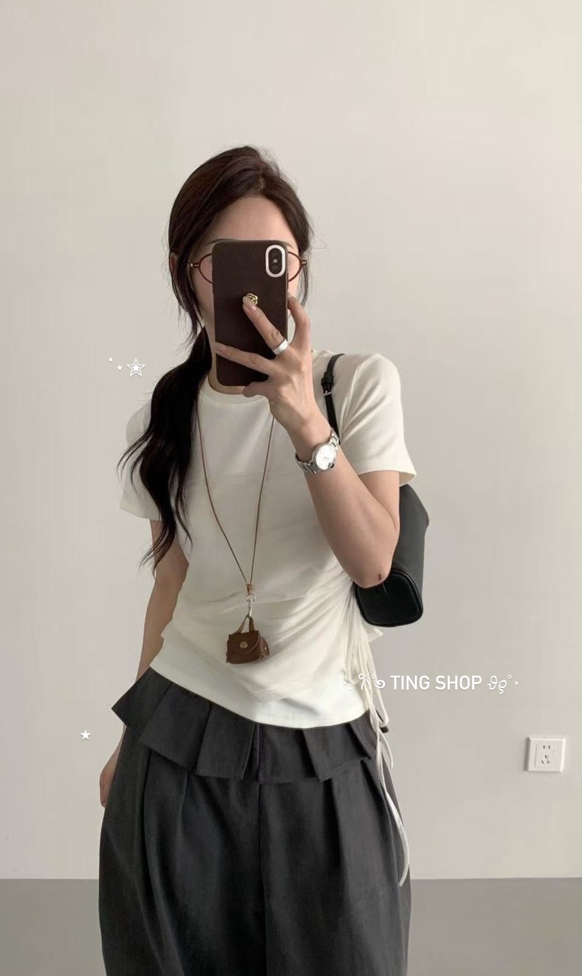 ✮⋆˙拼接網紗假兩件上衣