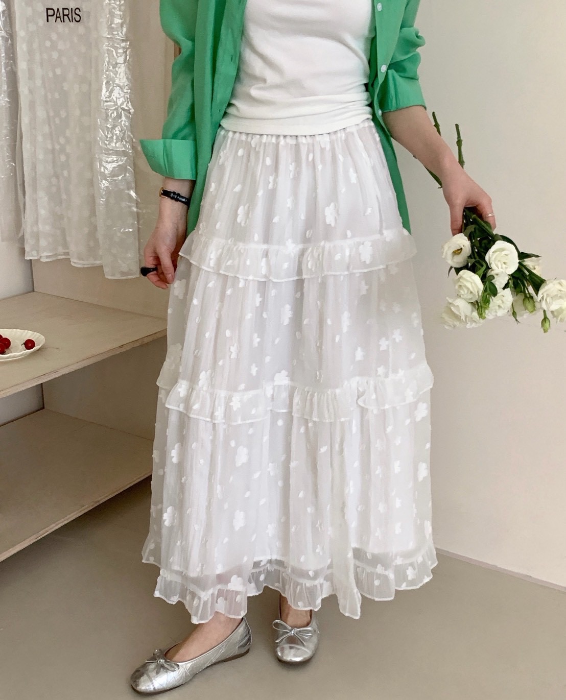 ❀小花層次蛋糕長裙