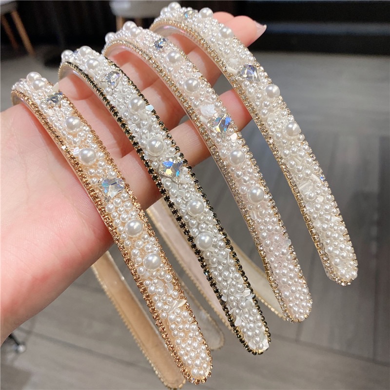 春夏限定手作珍珠水晶髮箍