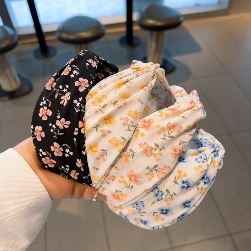 碎花扭結髮箍