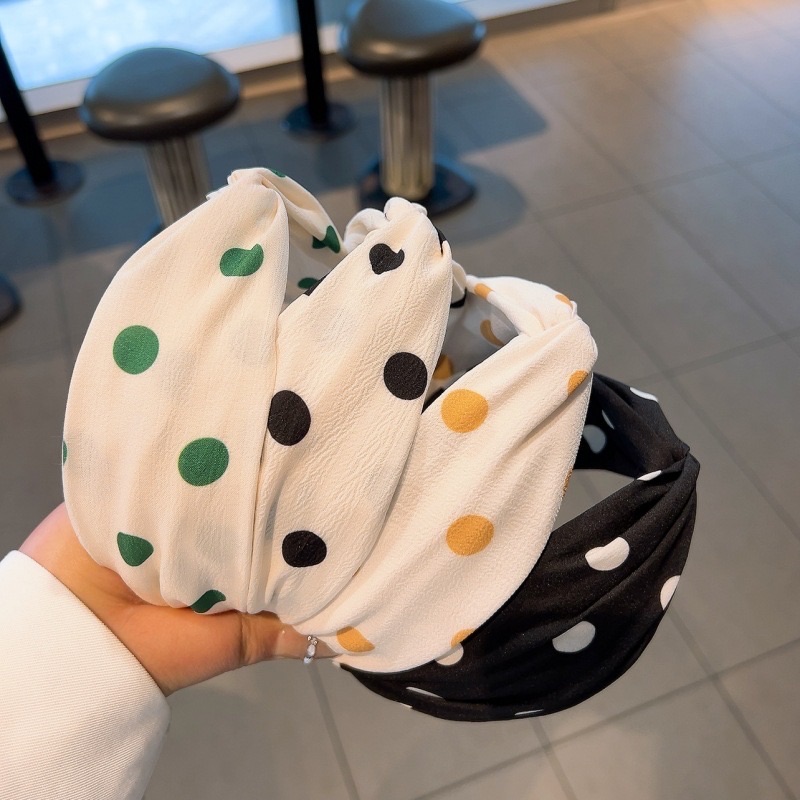 壓皺布料波點扭結髮箍