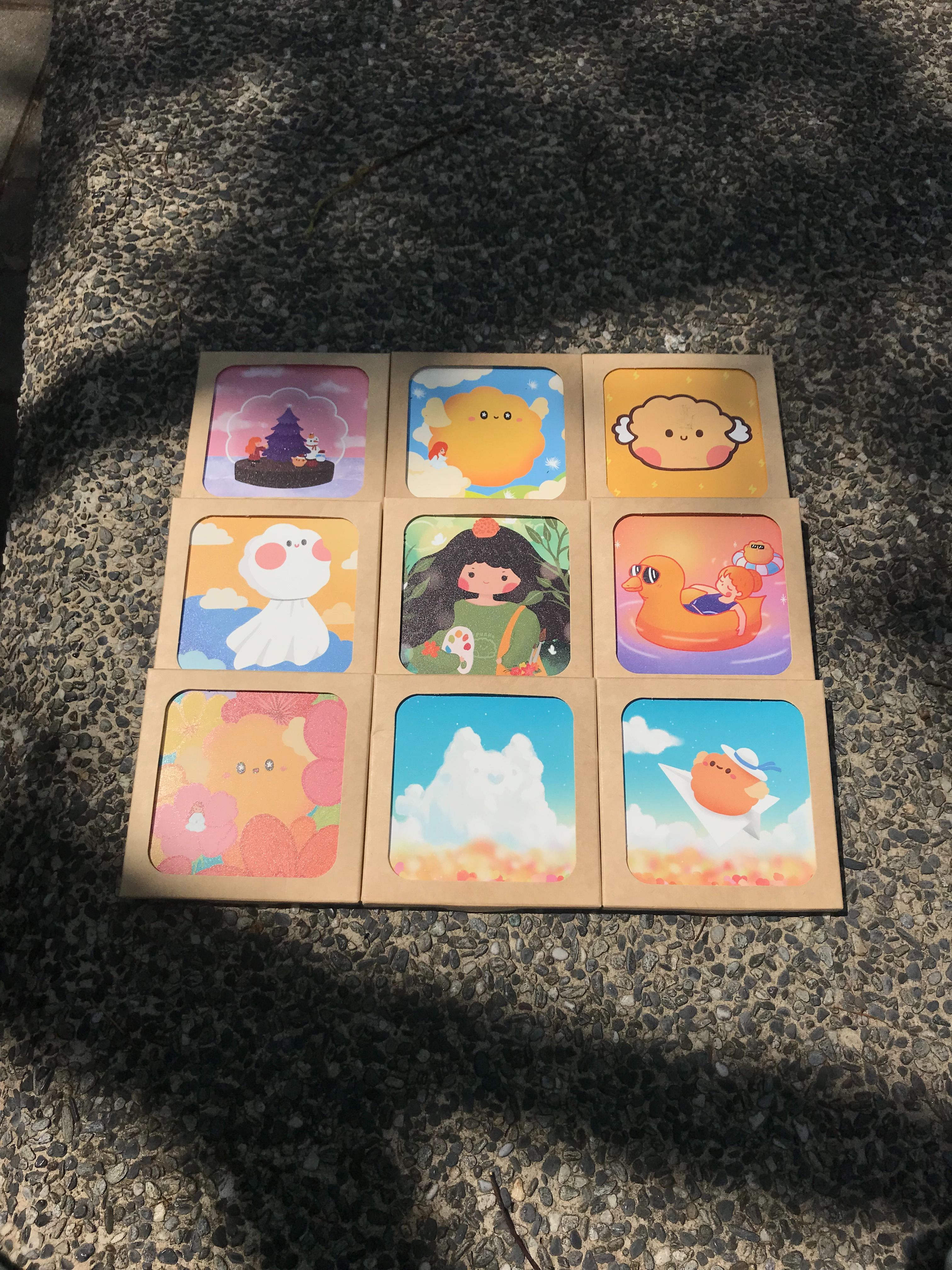 【泡芙裡的泡芙醬】陶瓷吸水杯墊-森林女孩/原創小芙醬/水彩風貓咪