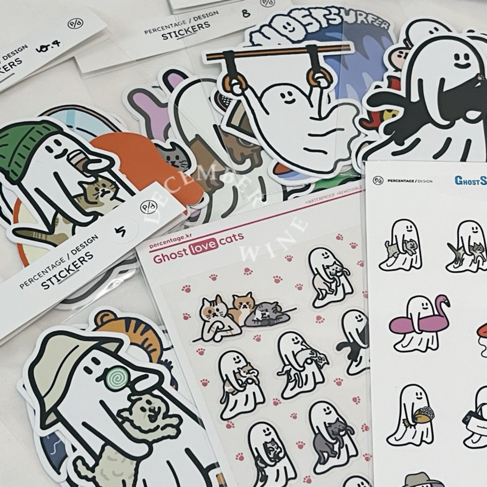 Dec.wine_【現貨韓國文創商品】Percentage 幽靈大軍 Ghost Stickers防水貼紙行李貼文創貼紙