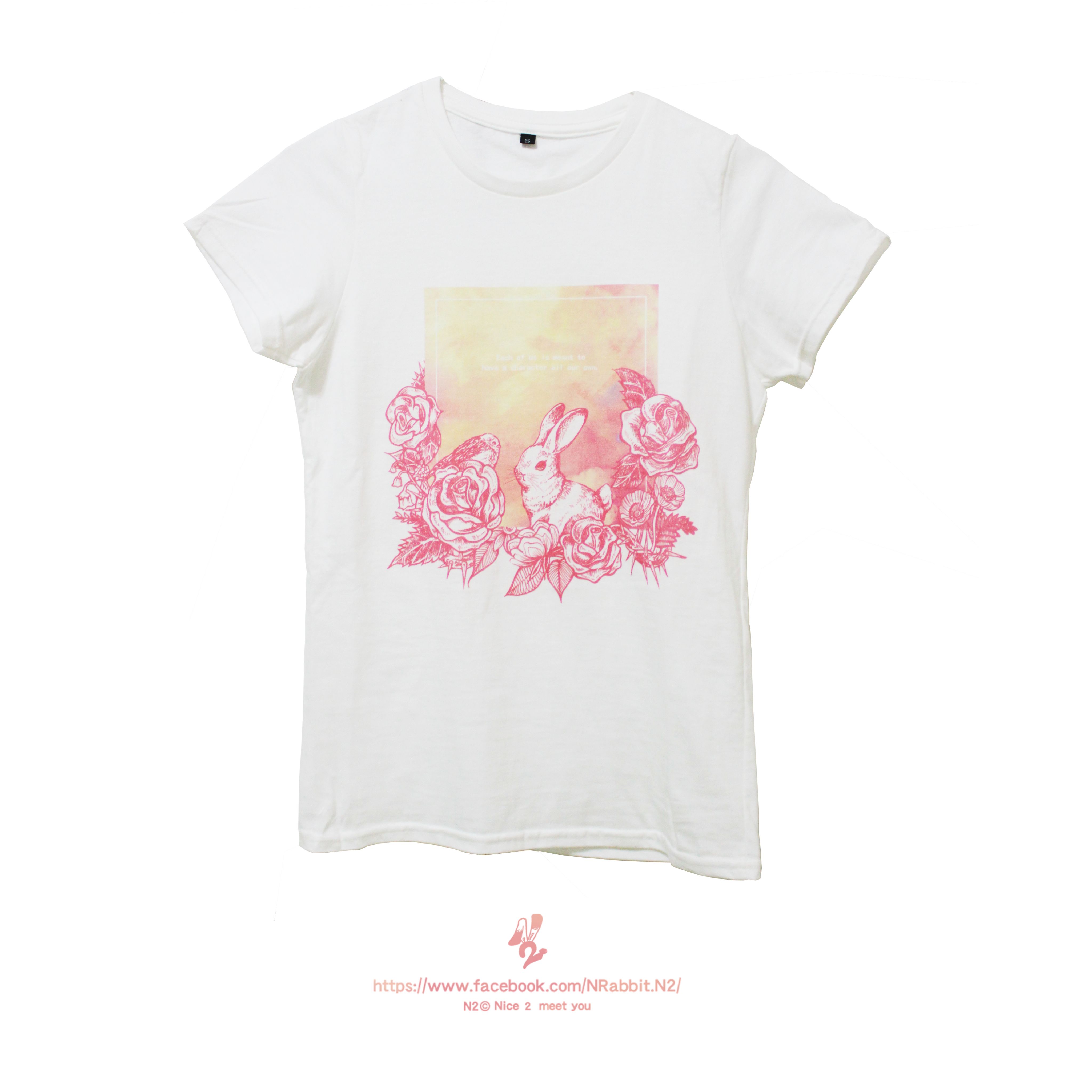 短袖圓領T桖 純棉 渲染動物系列-兔子款