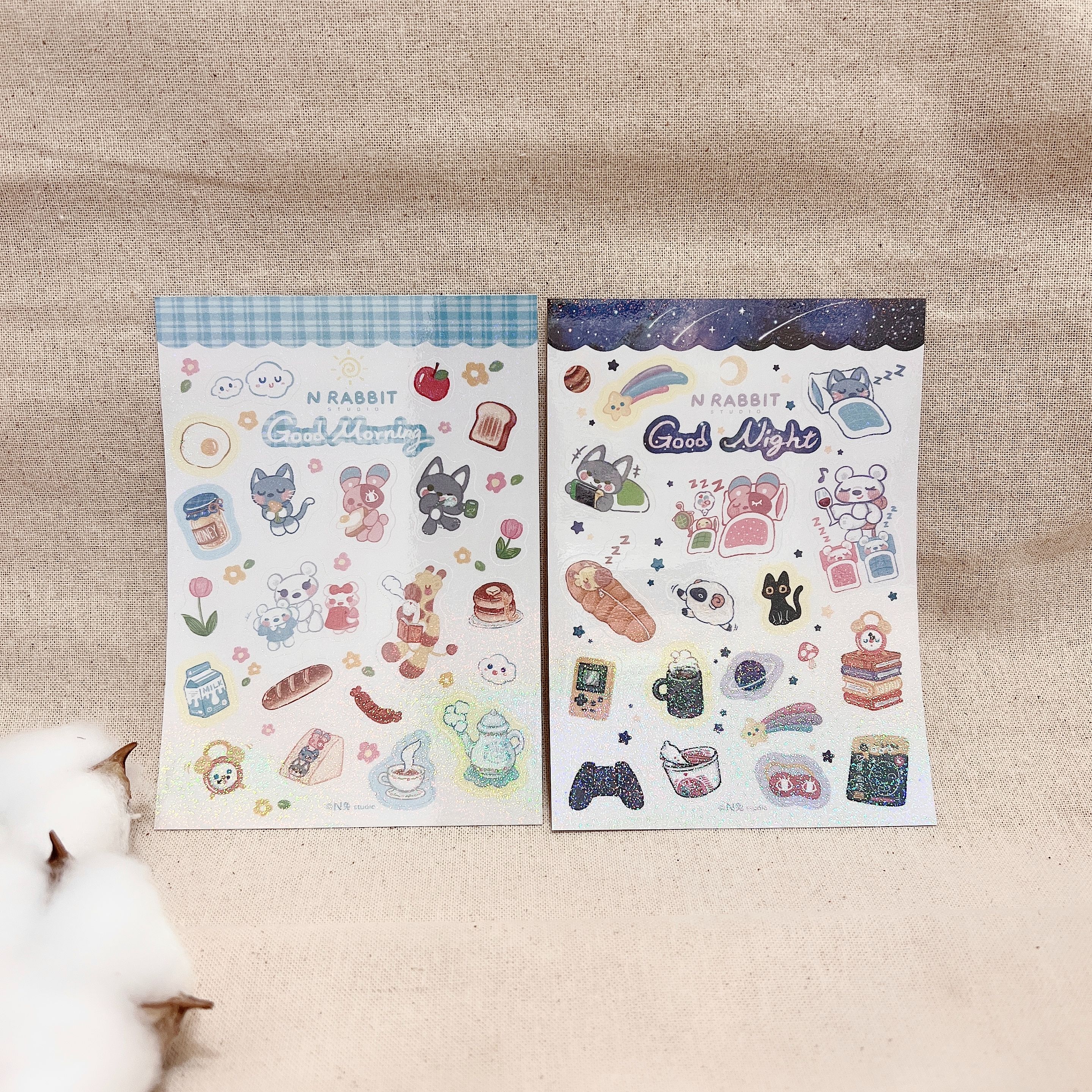 《N兔studio》早安晚安系列-圖鑑貼紙-共2款