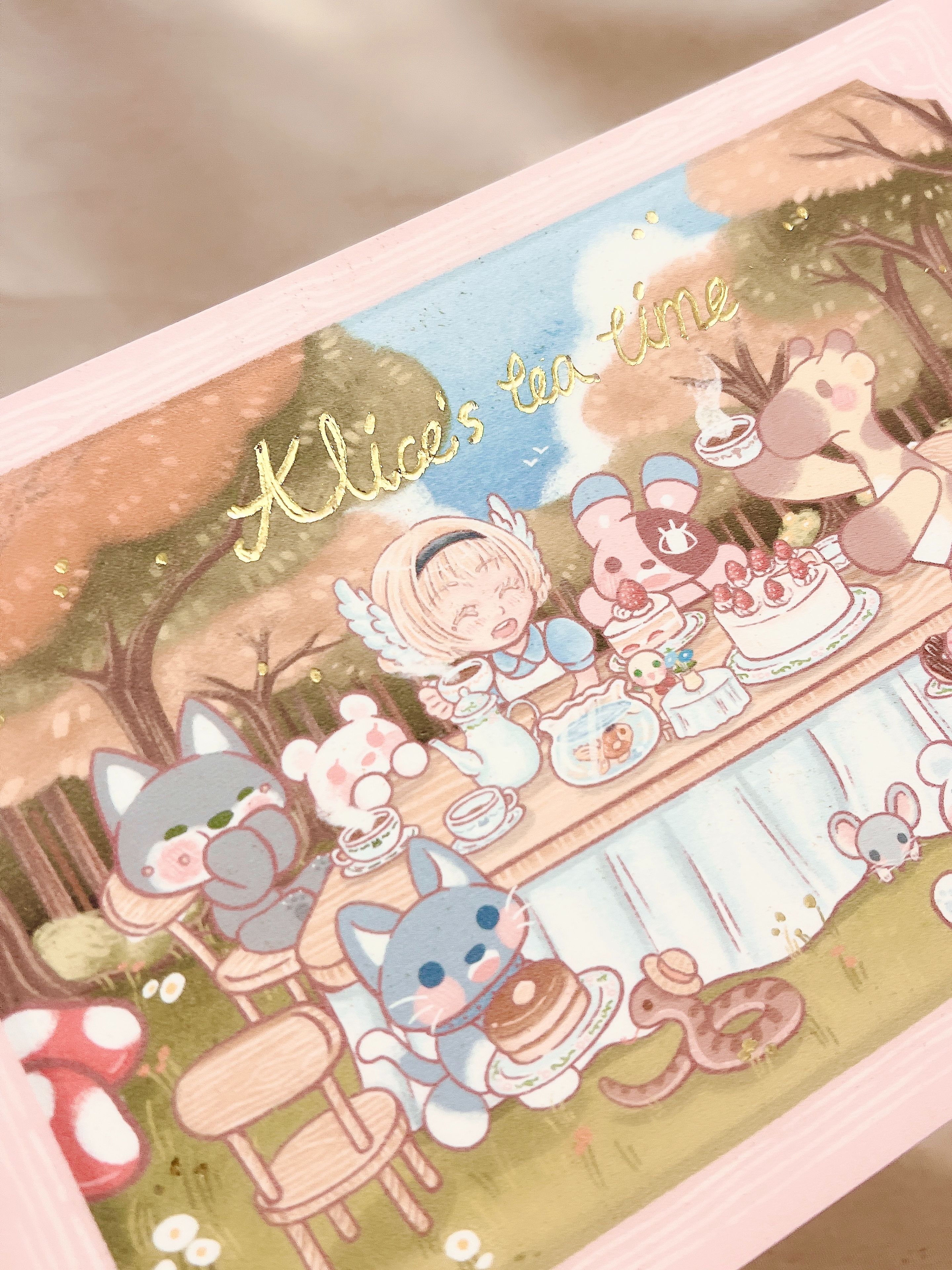 《N兔studio》A5明信片海報-Alice茶聚時刻 - 手工燙金