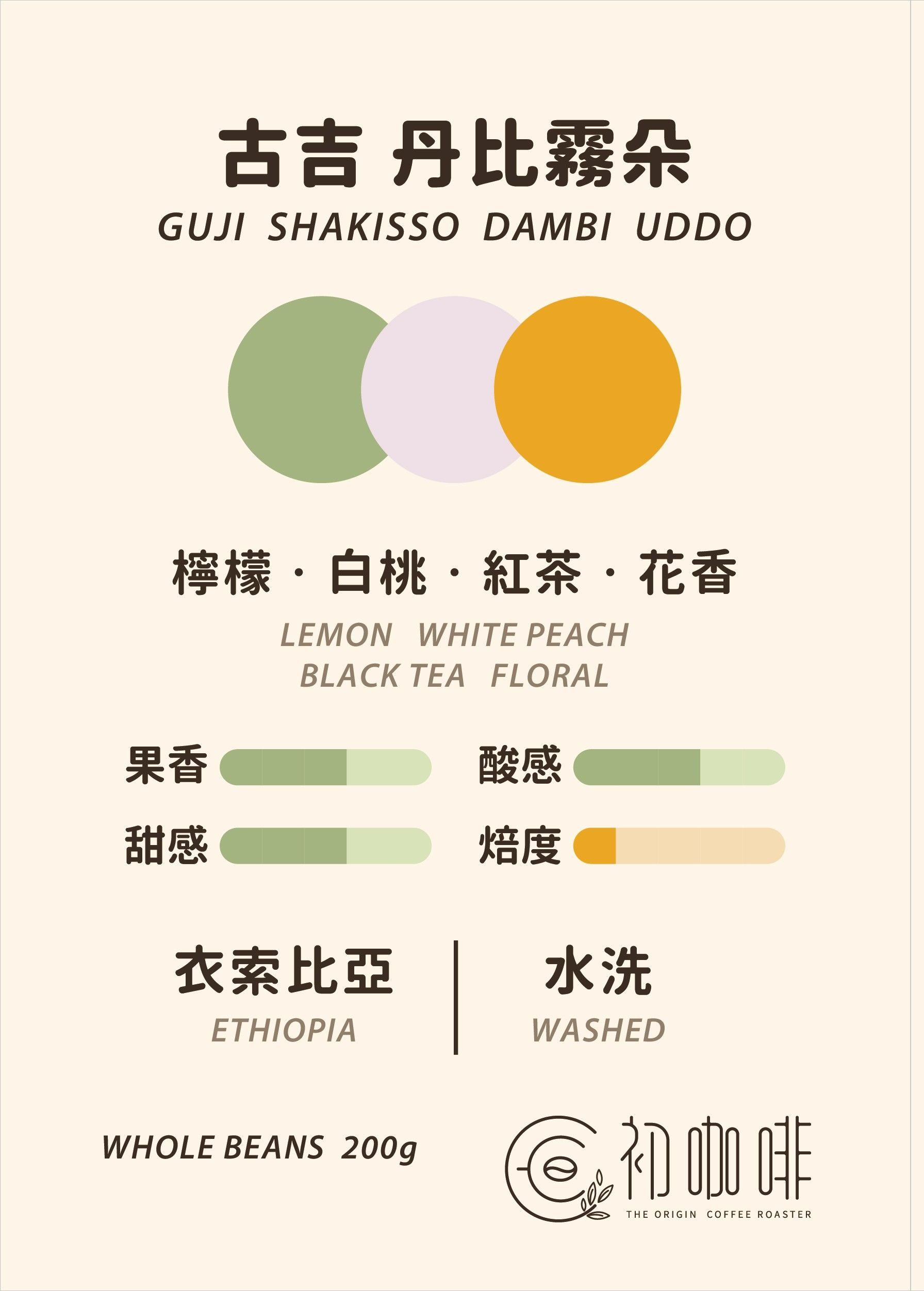 初咖啡 | 衣索比亞 古吉 丹比霧朵/丹比花園 水洗｜淺焙