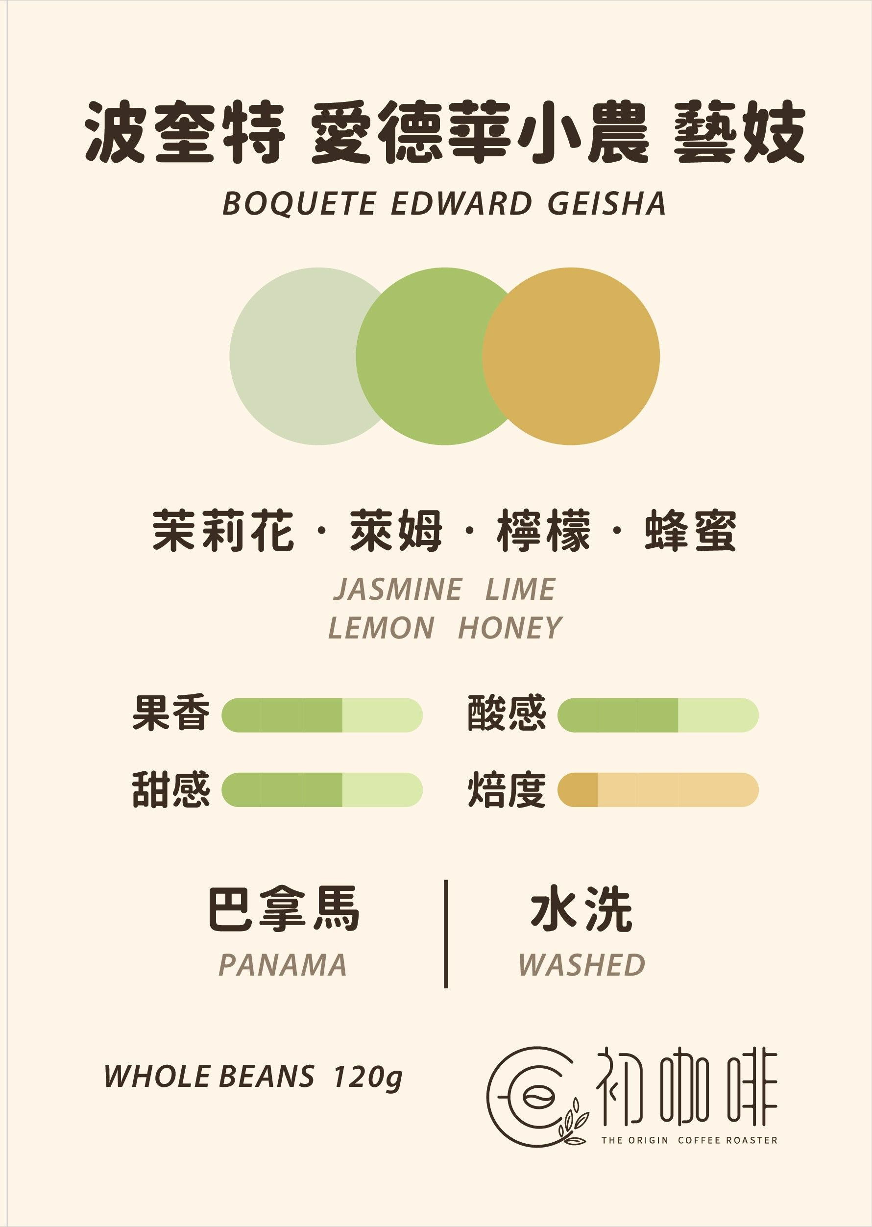 初咖啡 | 巴拿馬 波奎特 愛德華小農 藝妓｜淺焙