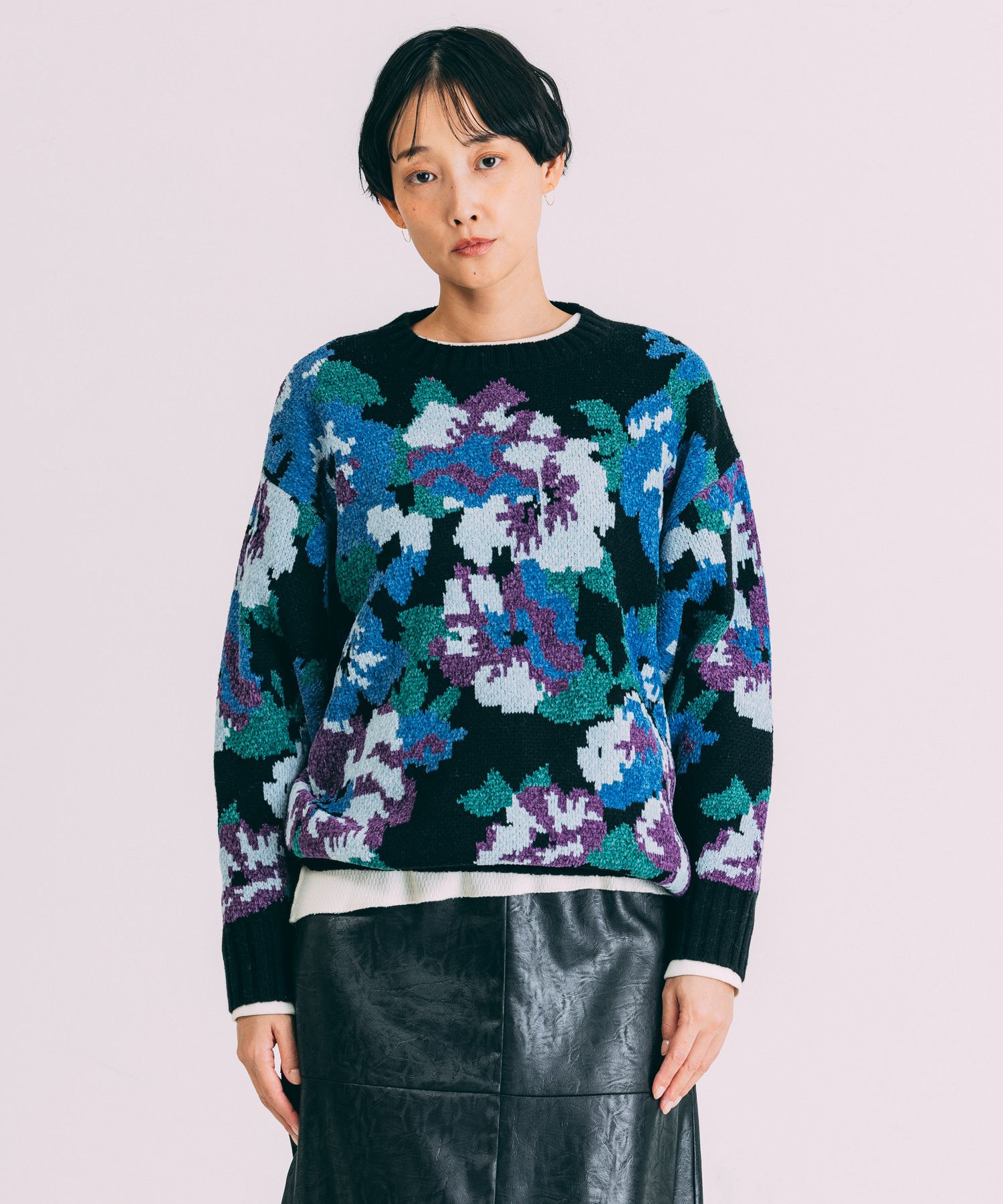 2903 馬海毛紗線花卉針織衫