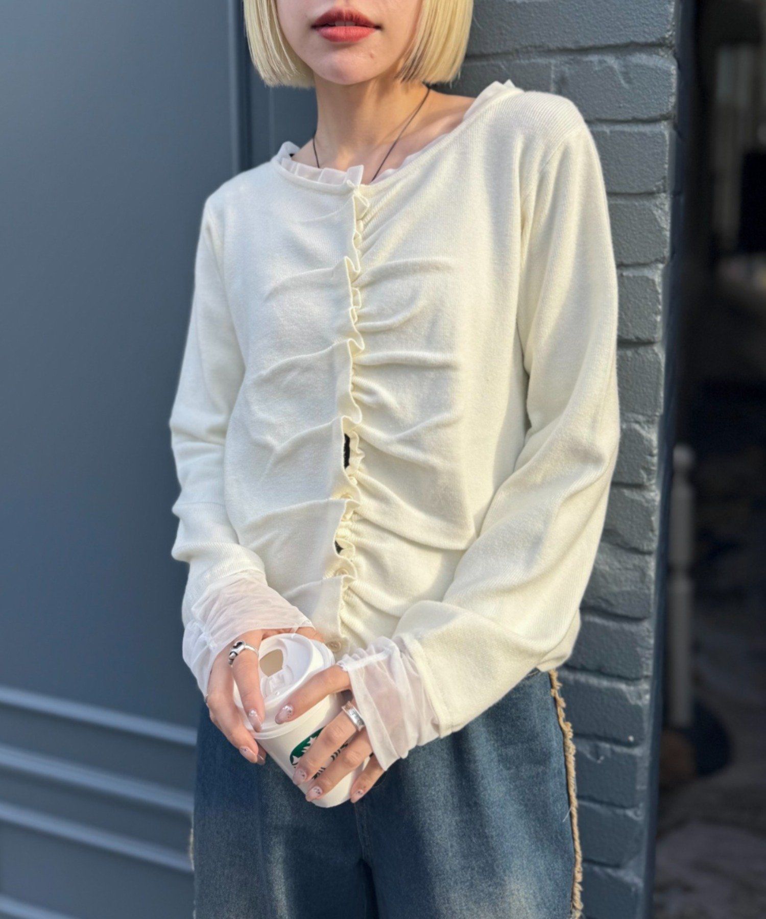 2974 波浪形多層開襟衫