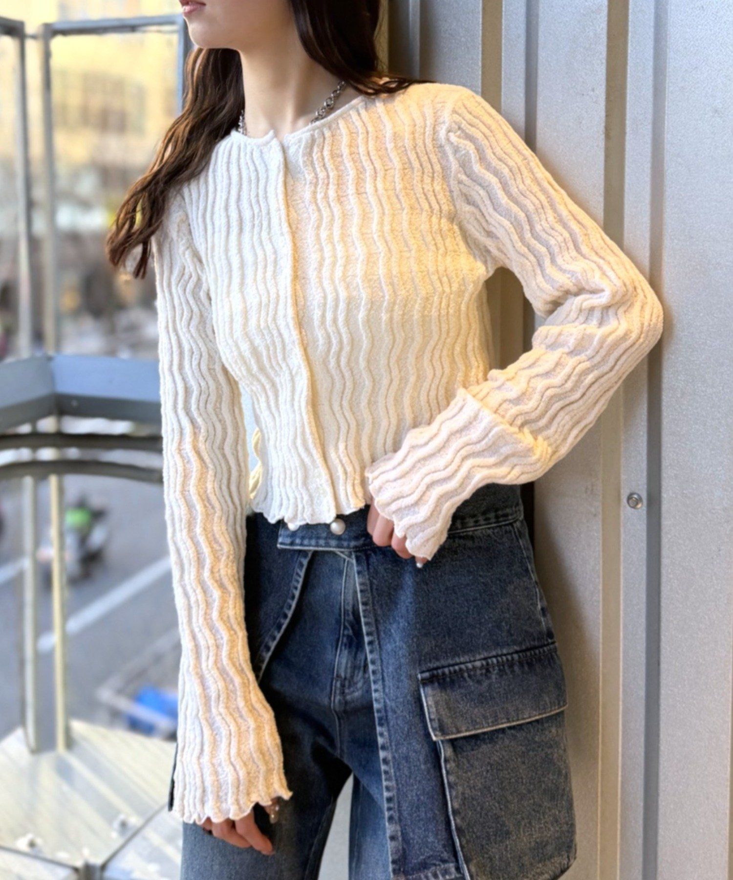 2975 短版圈呢開襟衫