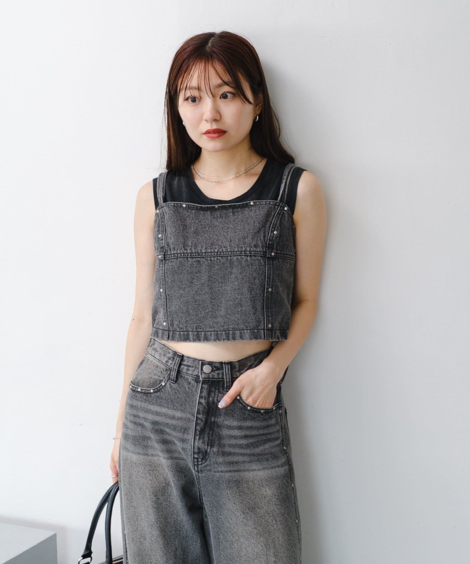 2977 鉚釘牛仔胸衣