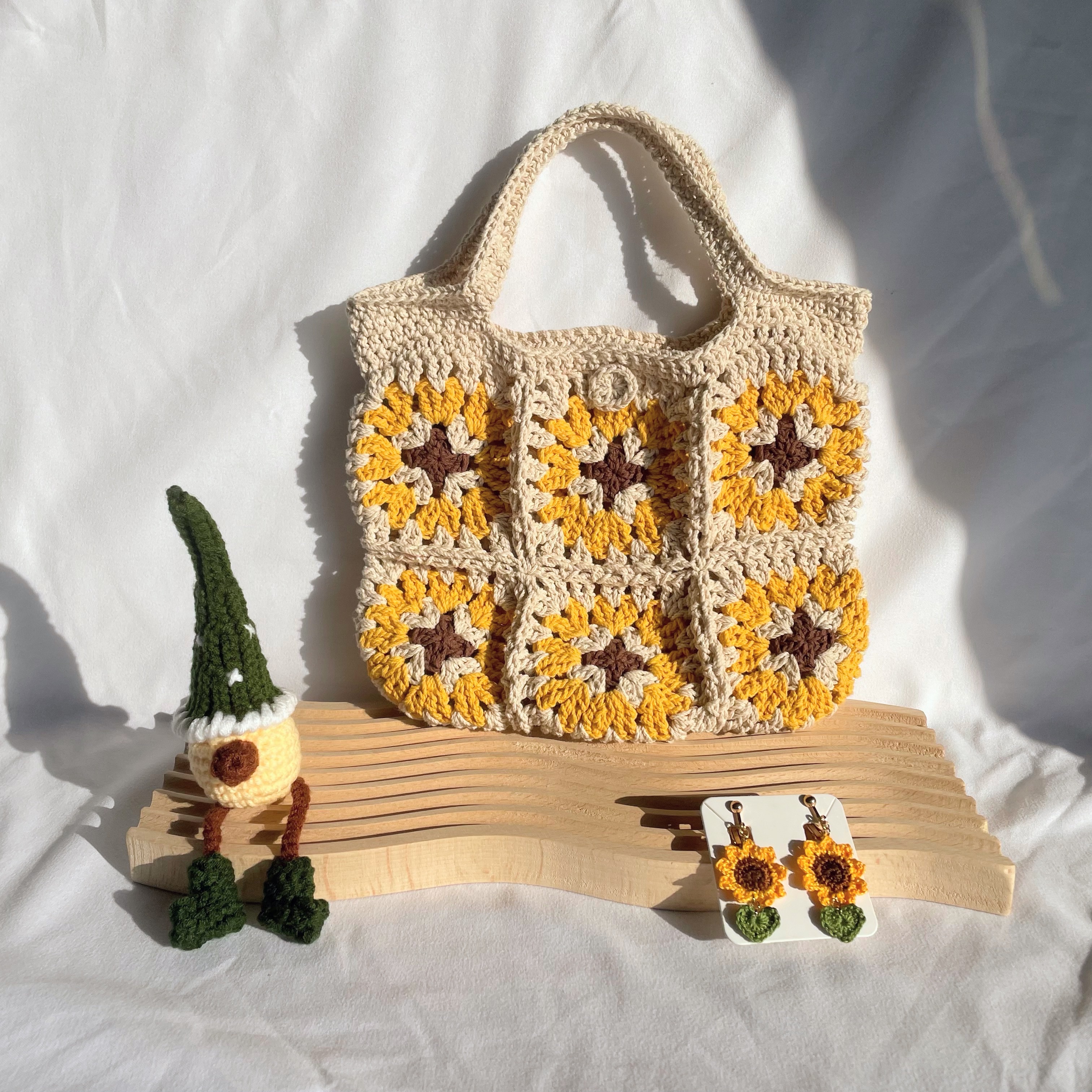 向日葵祖母方格提袋🌻