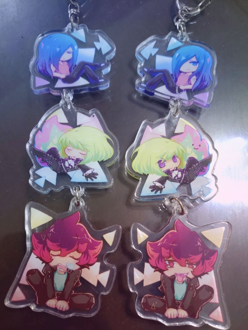 【普羅米亞Promare】瘋狂燃燒者三人壓克力串串吊飾（兩面不同圖）+里歐娃吊飾（兩面不同圖）