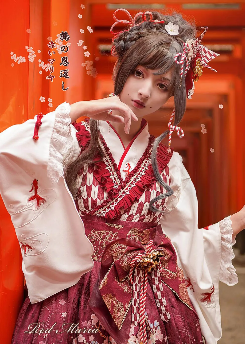和風LOLITA，仙鶴報恩 6點SET套餐- 紅紅款/M號