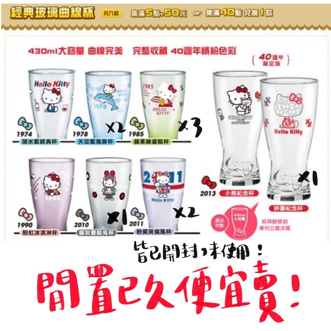 🐈Hello Kitty 經典玻璃曲線杯 收藏品 7-11集點