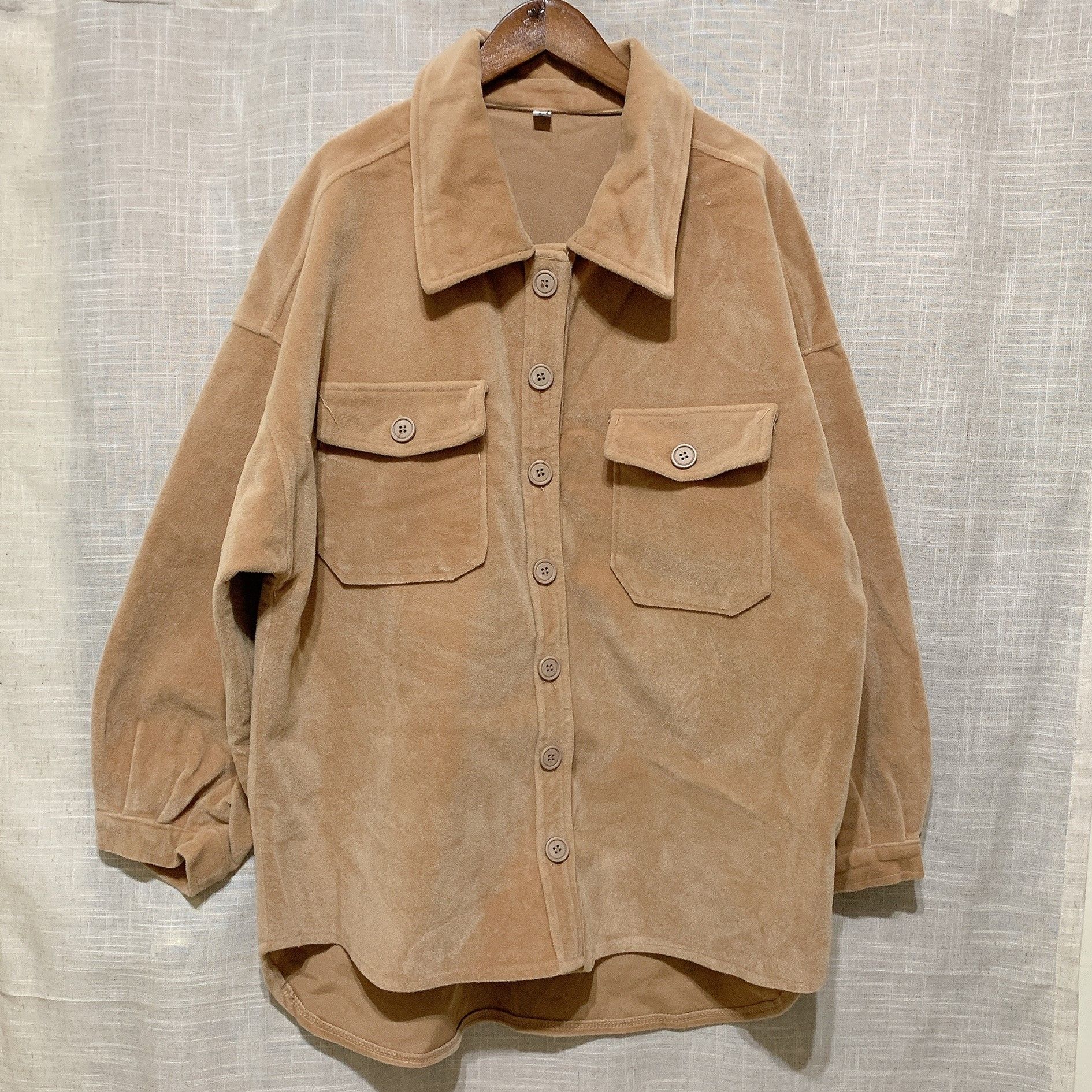 🐈全新/駝色絨毛襯衫 外套  oversize