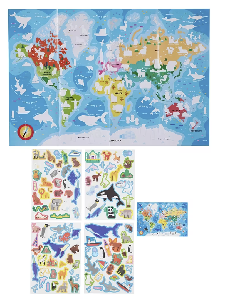 世界地圖海報貼紙組