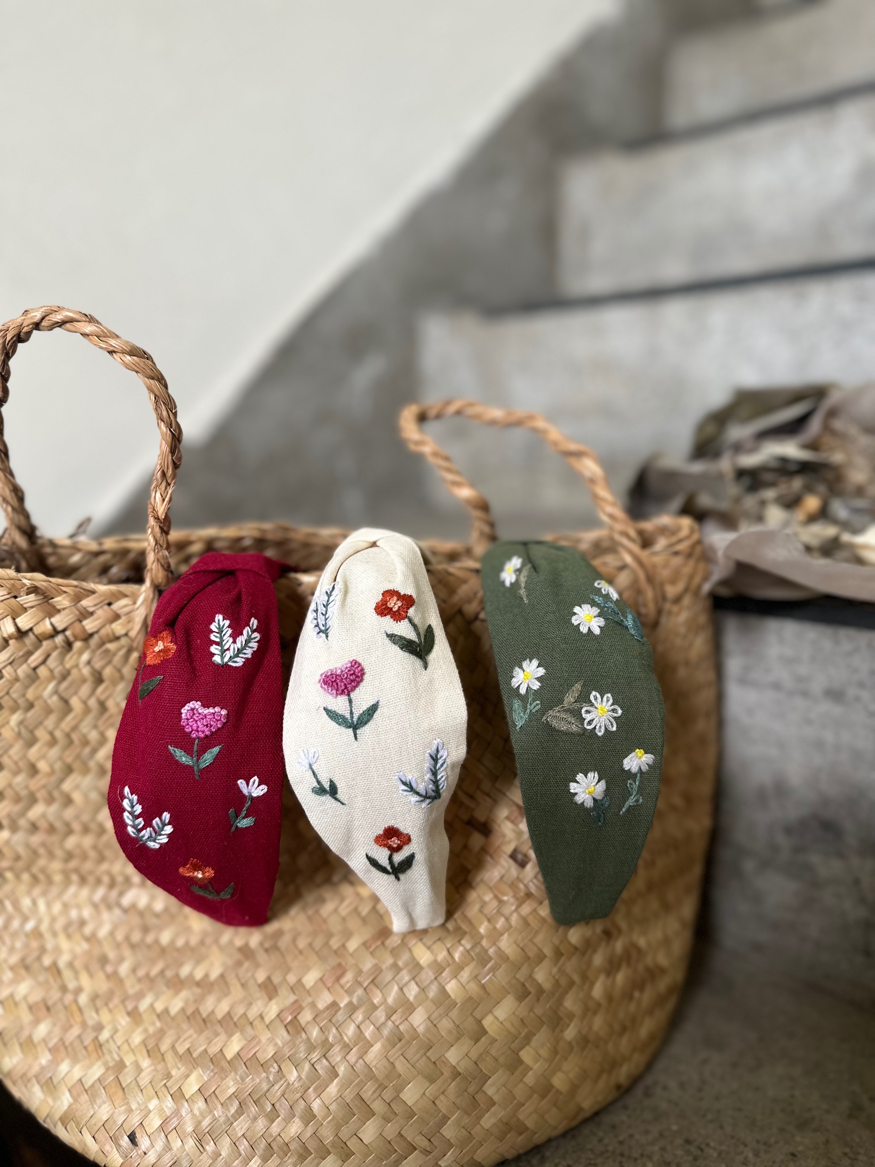 手刺繡髮箍/花卉款式/細版