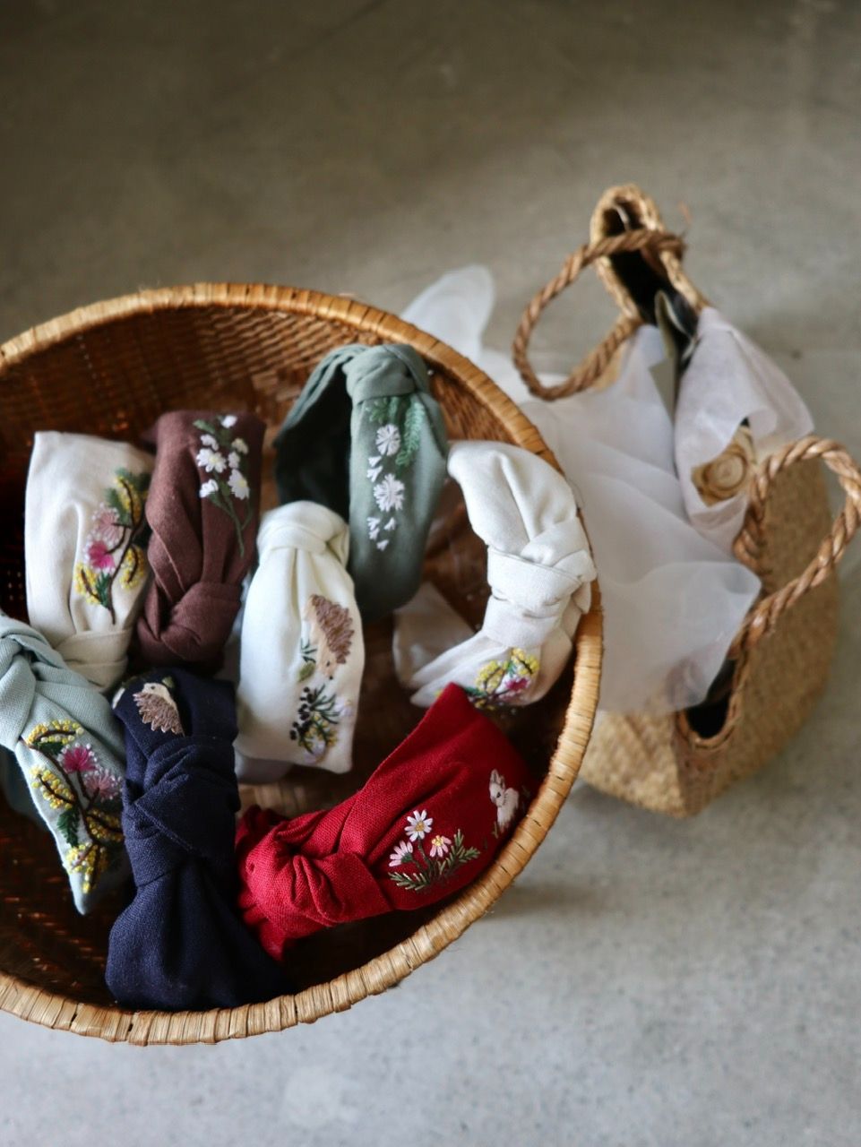 蝴蝶結髮箍/單邊刺繡