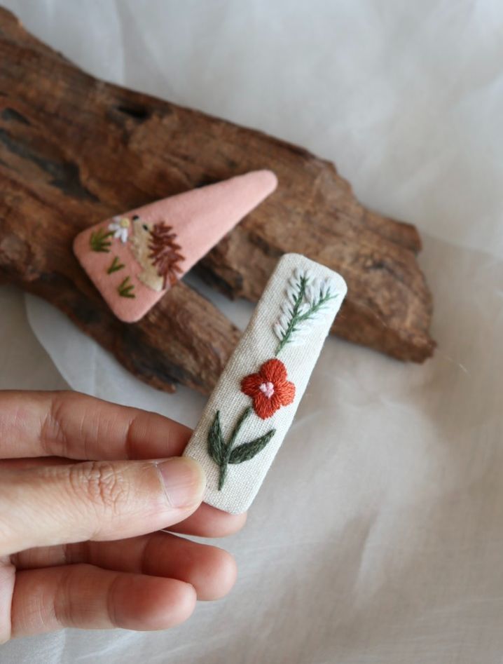 植物小物手刺繡髮夾/BB髮夾 | 現貨