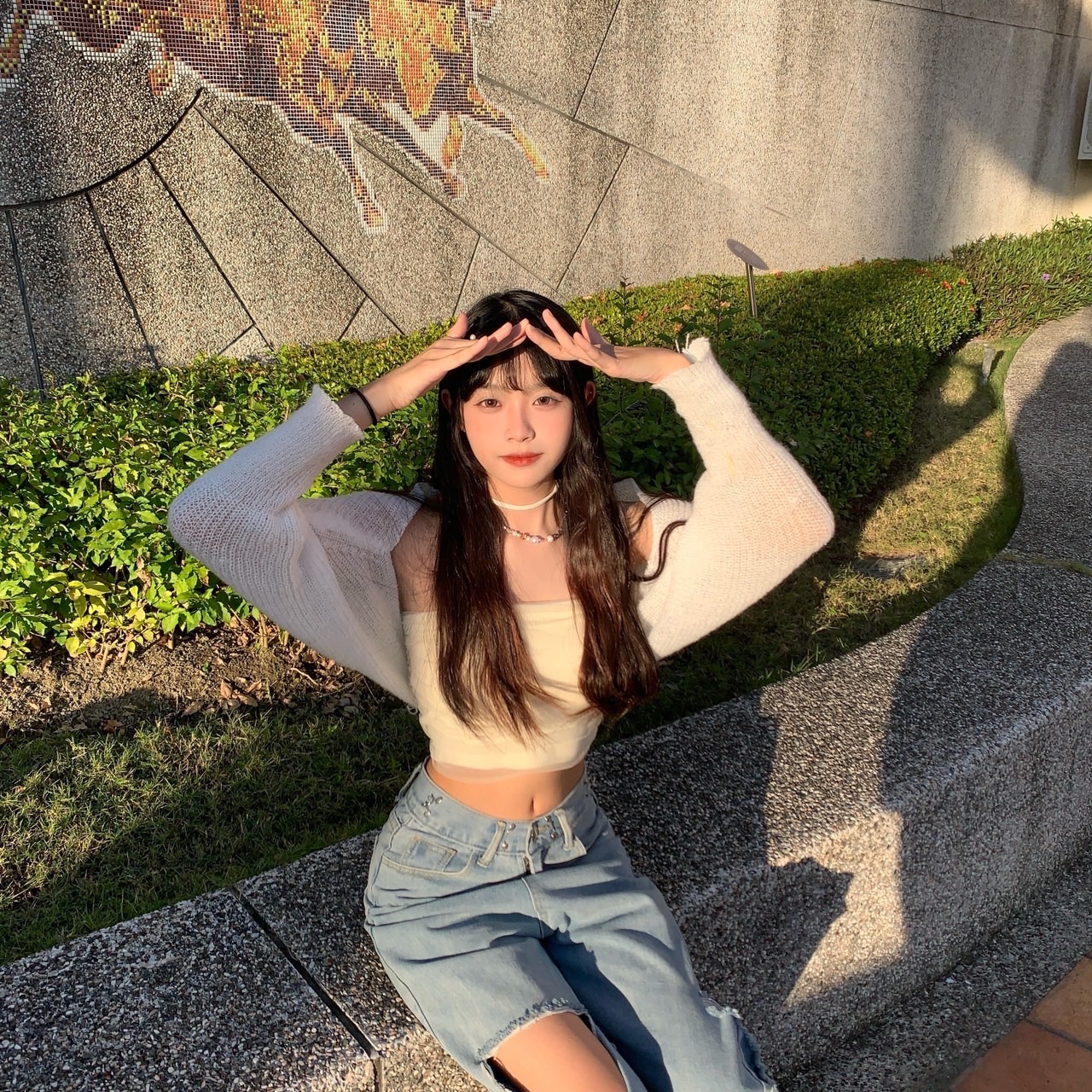 曈曈♡網紗繞頸背心/針織外套罩衫