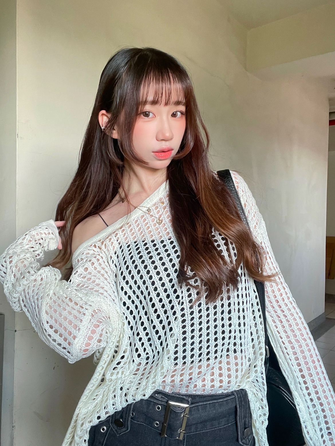 芊妘.品甄♡個性鏤空洞洞衣寬鬆長袖針織罩衫