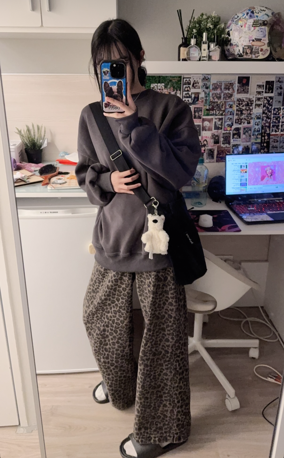 曈曈🐆時尚復古豹紋牛仔褲