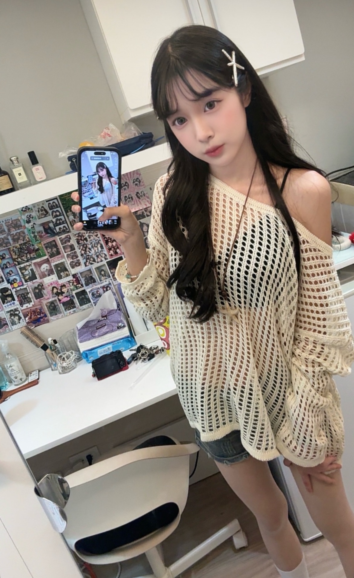 曈曈✨個性鏤空洞洞衣寬鬆長袖針織罩衫