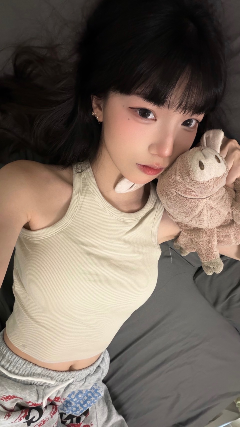 基礎純色螺紋短版bra top削肩胸墊背心