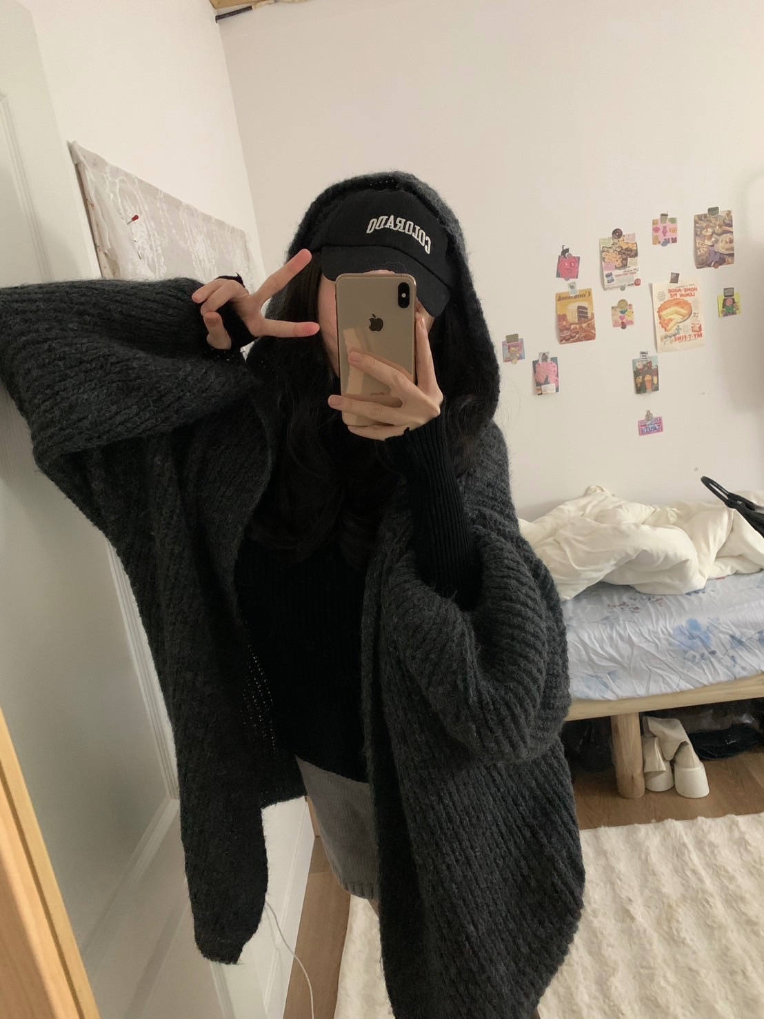 莊莊♡素面開襟連帽針織外套2色