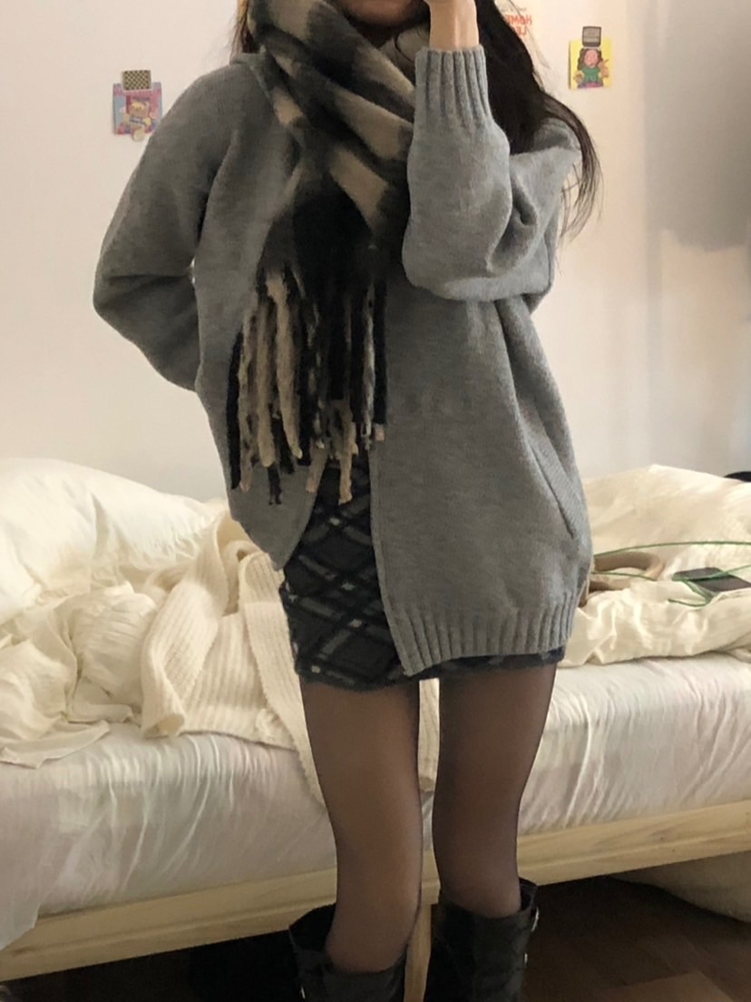 莊莊🩶雙拉鍊連帽針織外套