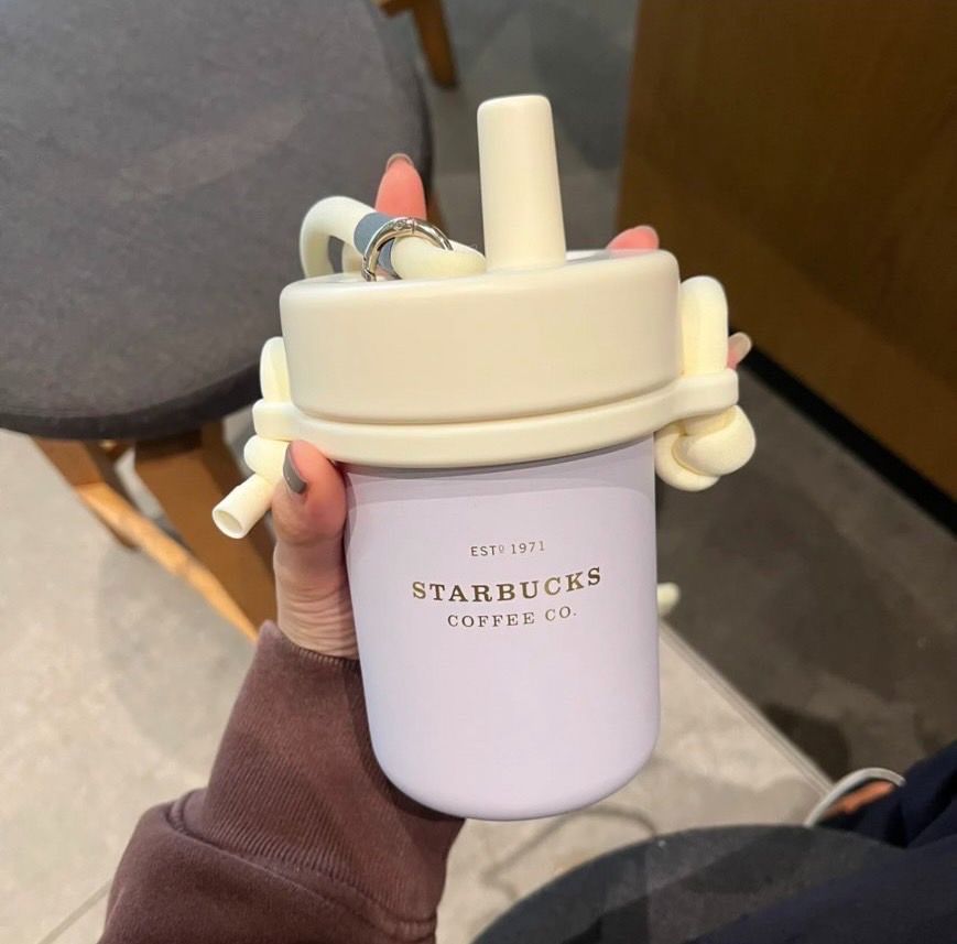 星巴克 磨砂背帶吸管杯