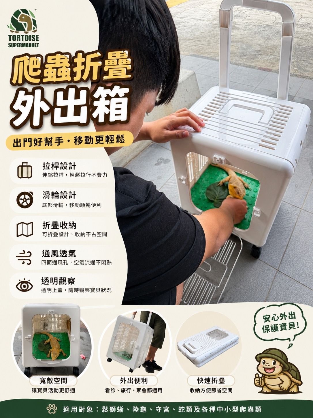 🐉 陸龜超市｜爬蟲折疊外出箱