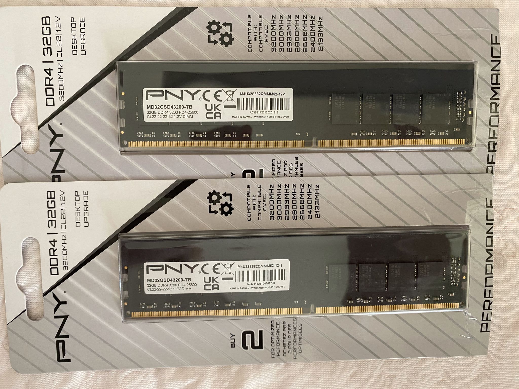 PNY DDR4 3200 64G（32Gx2） 桌上型記憶體