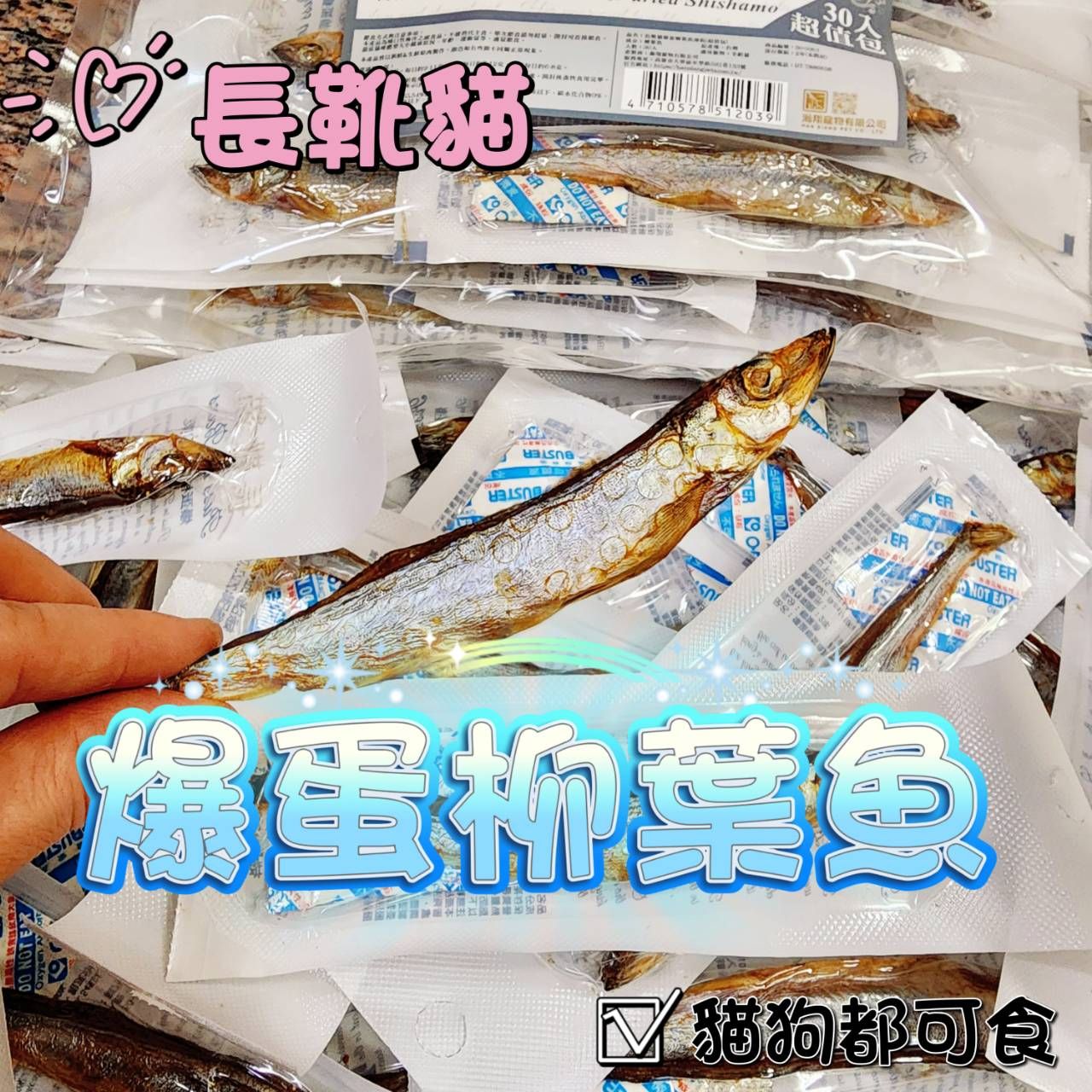 長靴貓爆蛋柳葉魚-貓狗都可以吃
