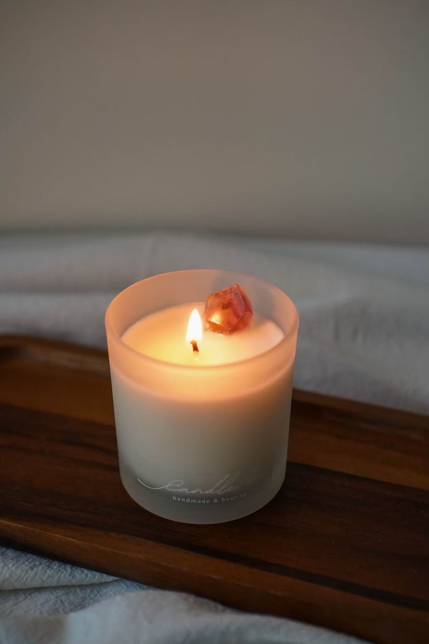 〔新品上市|現貨在台〕 療癒水晶有機大豆蠟蠟燭 泰國職人溫度手作