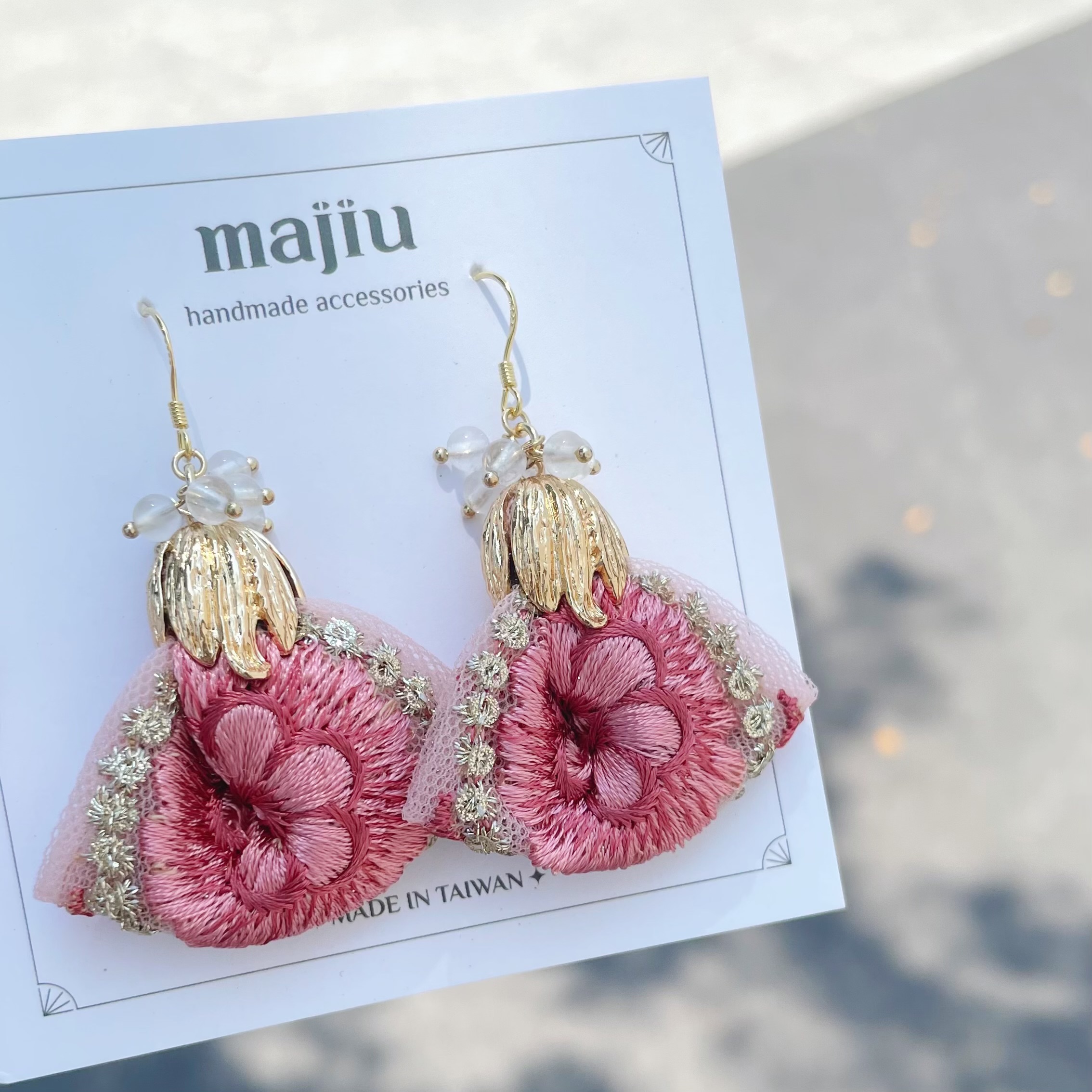 【現貨】花苞刺繡織帶款式-改耳夾請在備註告知或IG私訊