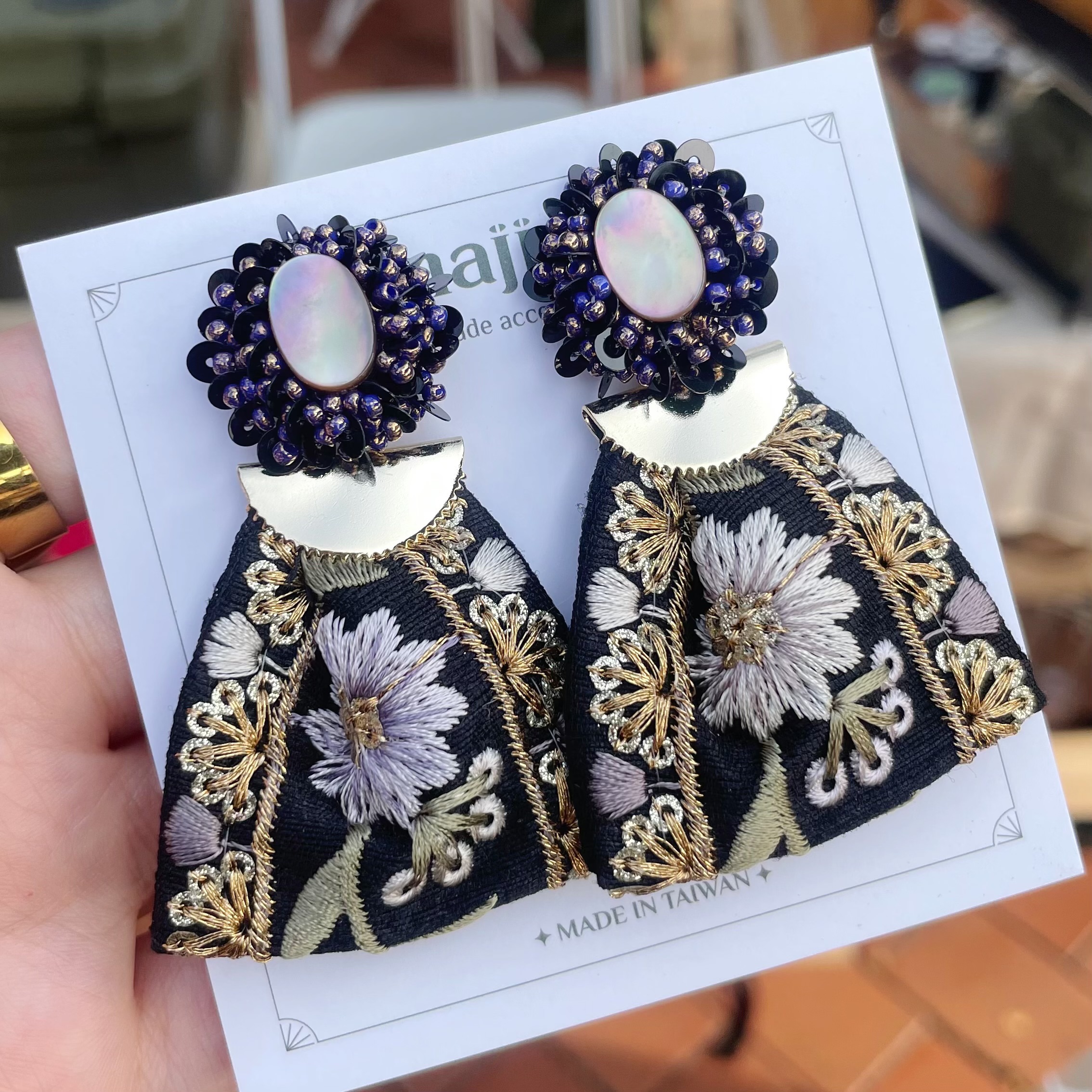 【現貨】2way貝殼織帶設計款耳環-耳針