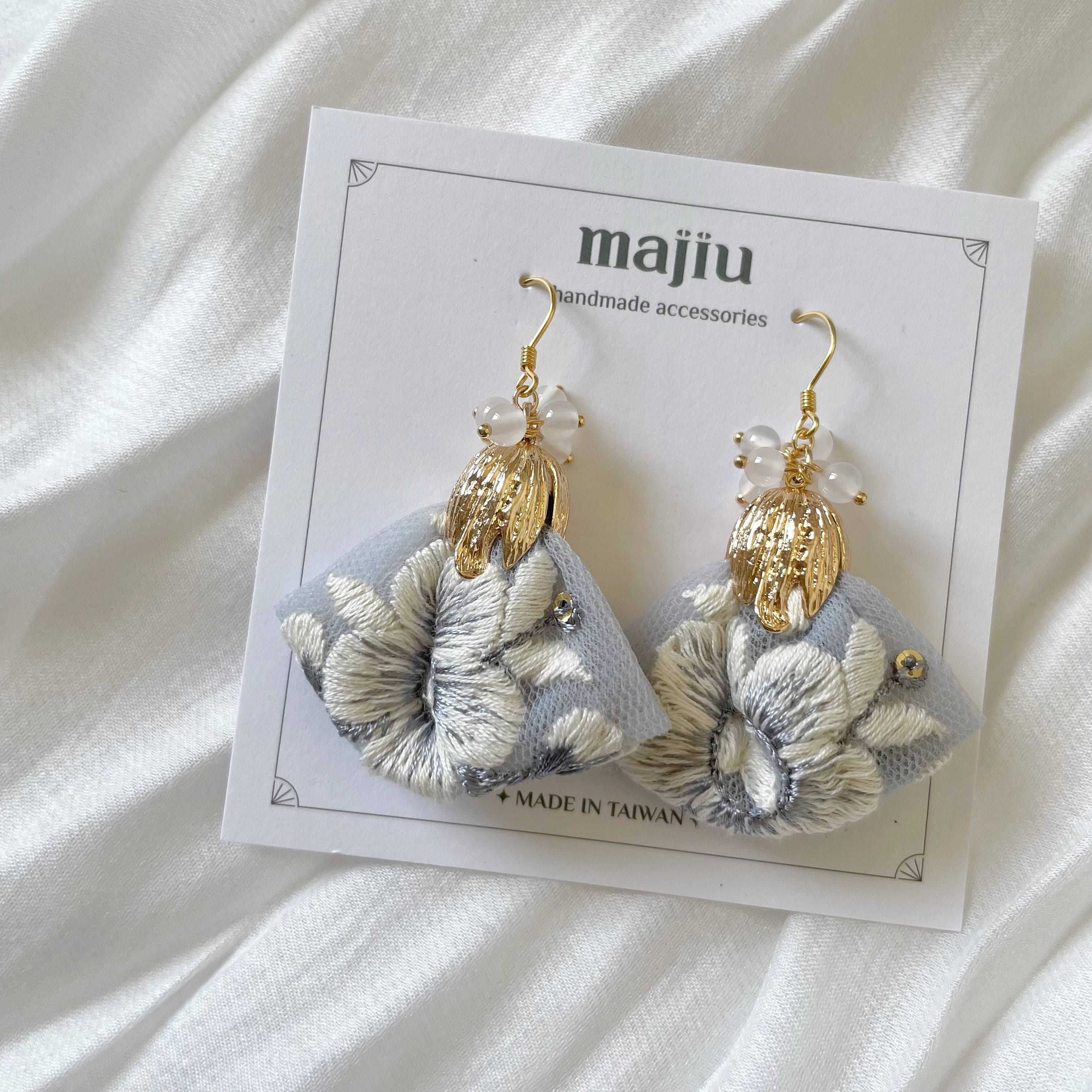 【現貨】花苞刺繡織帶款式-改耳夾請在備註告知或IG私訊