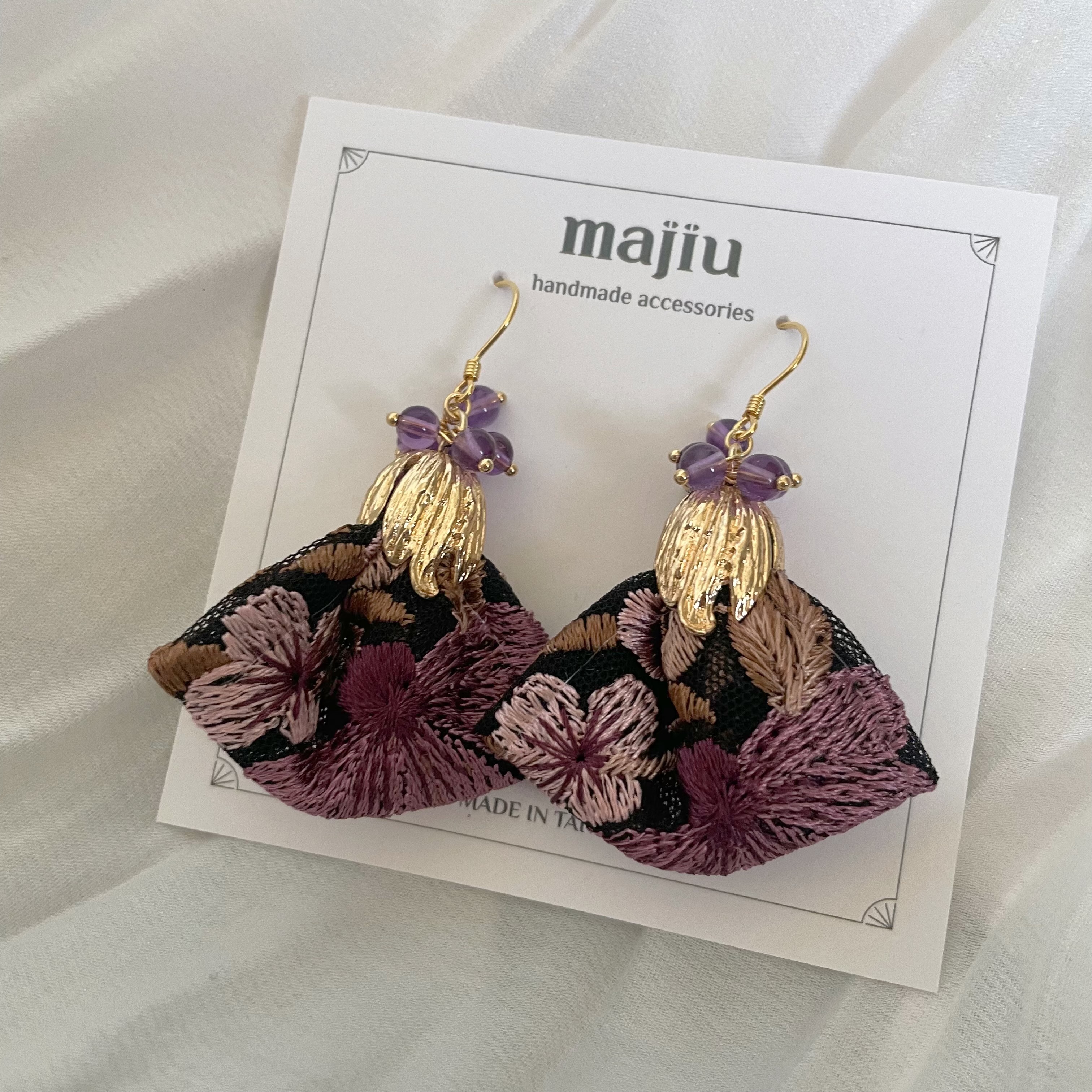 【現貨】花苞刺繡織帶款式-改耳夾請在備註告知或IG私訊